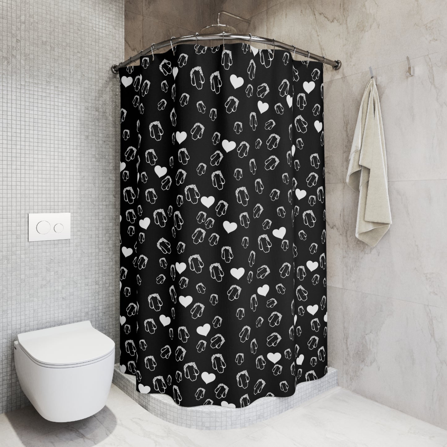Penis Shower Curtain Black & White Sexy Shower Curtain, Naughty bathroom decor