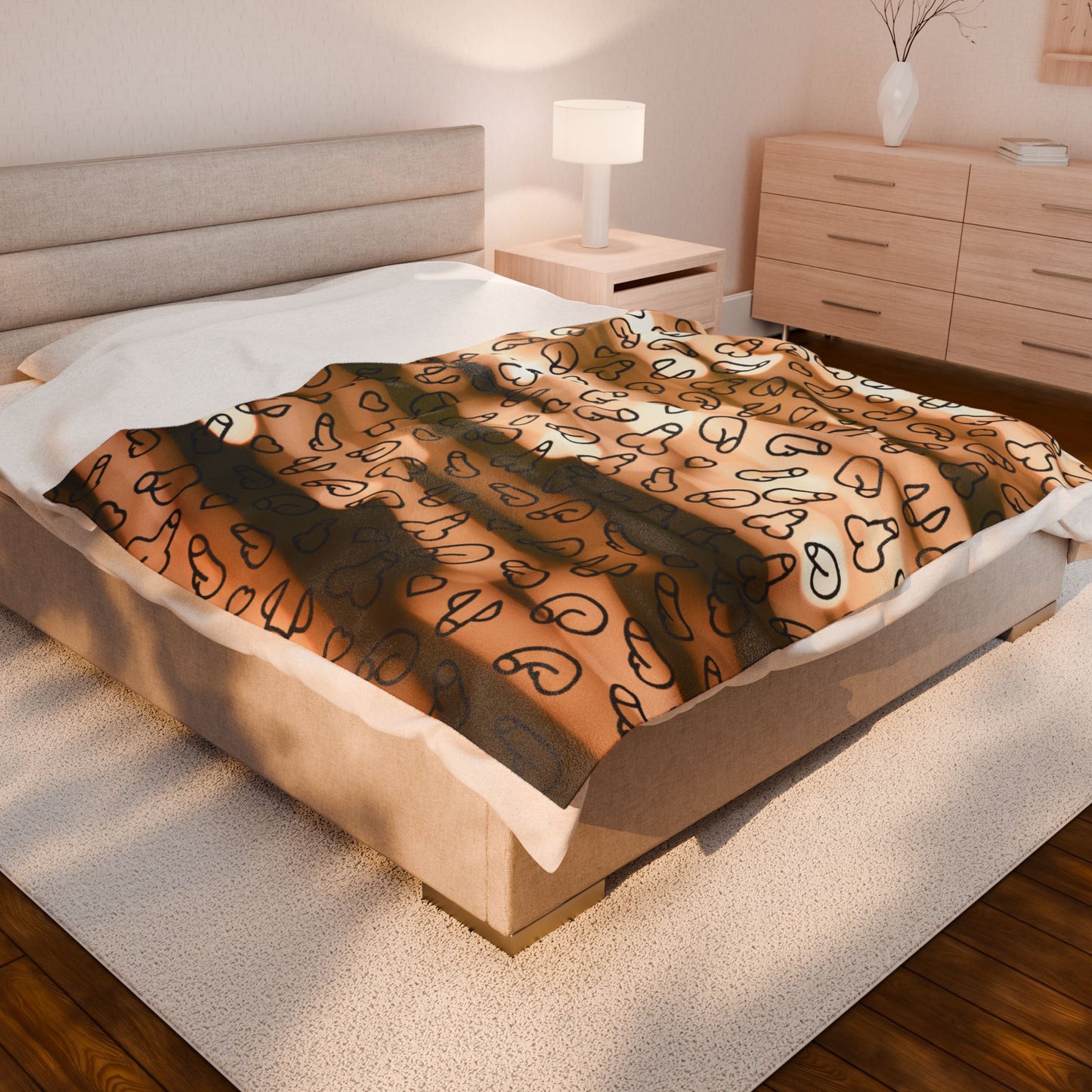 Sandy Dunes Beach Vibe Penis Plush Blanket, Humorous Gift, Cozy D*ck Blanket, Gag Gift, Naughty Willy Velveteen Blanket