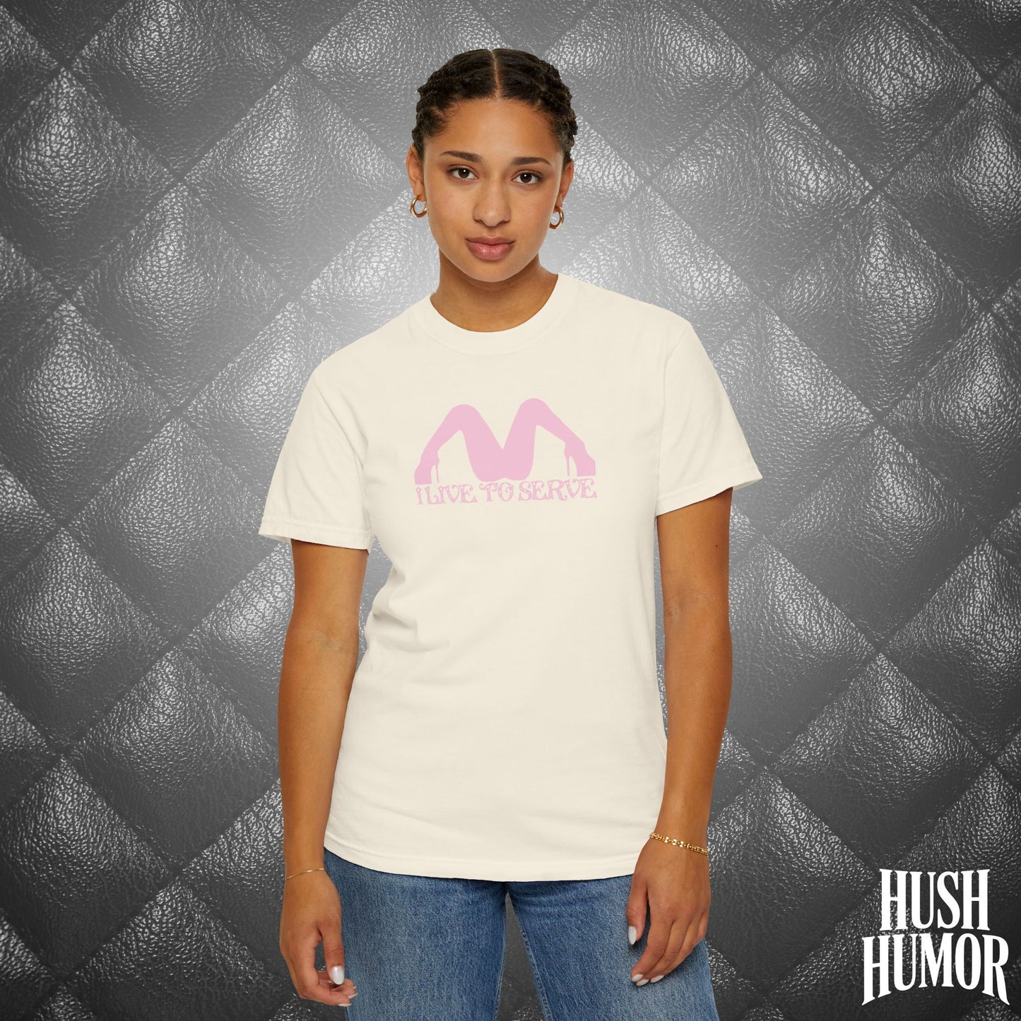 I Live to Serve Submissive T-Shirt | BDSM Kink Shirt for Women Pink graphic tee