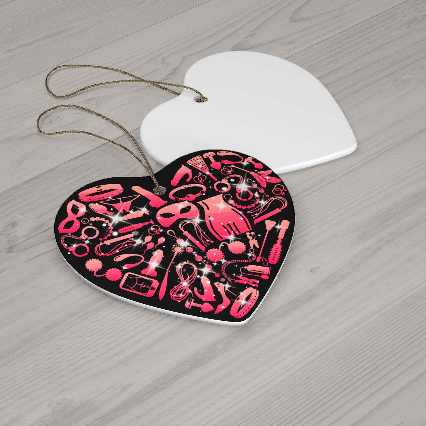 Naughty BDSM Heart Ornament – Sexy Holiday Gift, Kinky Christmas Tree Decor, NSFW Ornament for Freaky Couples