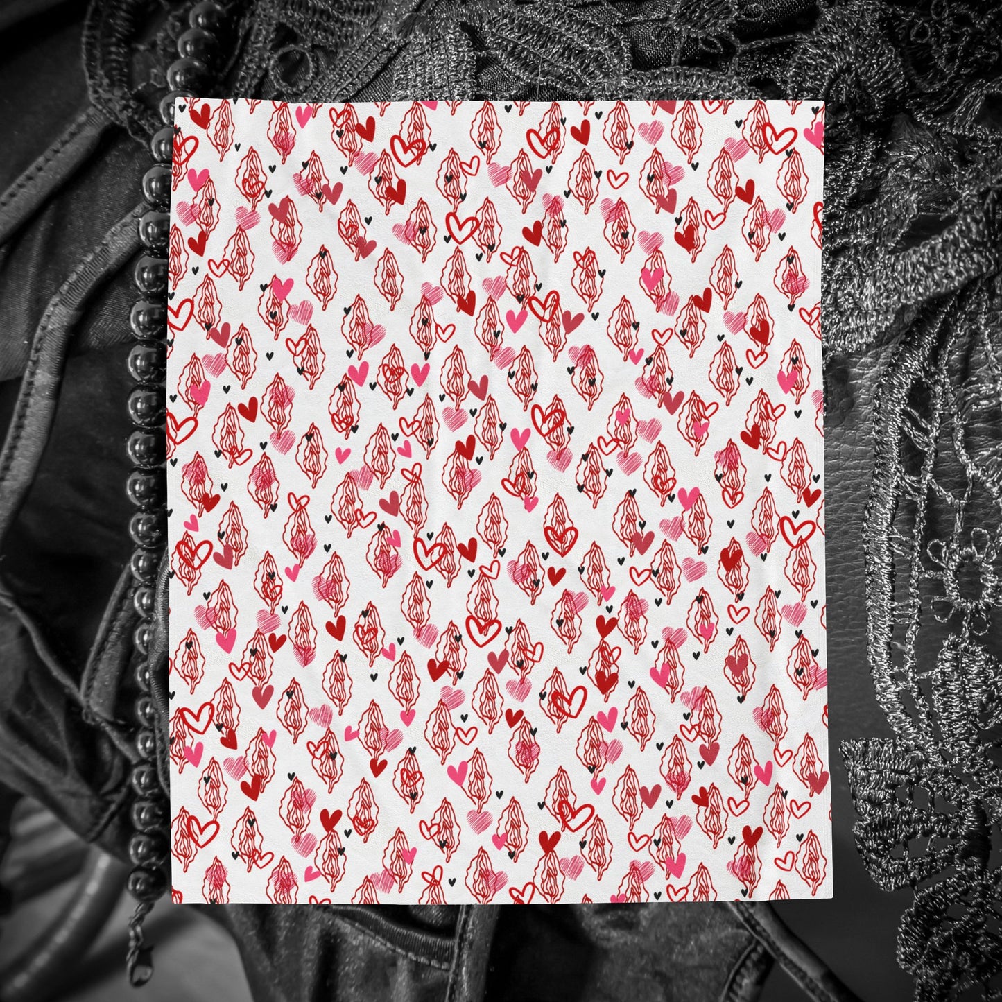 Vagina & hearts Print Blanket, Sexy Lesbian or Bachelorette Gift, Body Positive Women female gift