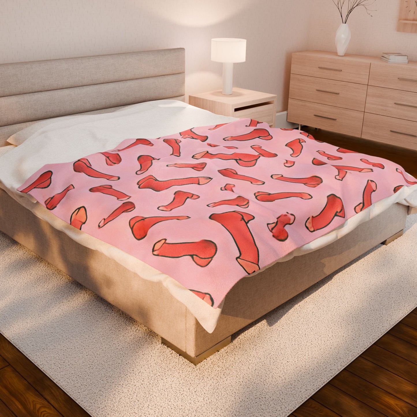 Pink C*ck Blanket – Naughty Willy Throw for Adults, Funny NSFW Penis Gift