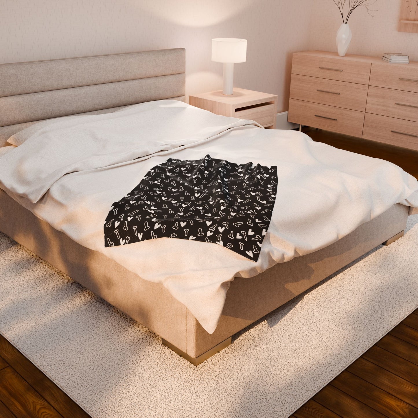Funny and Cute Black and White Penis Plush blanket
