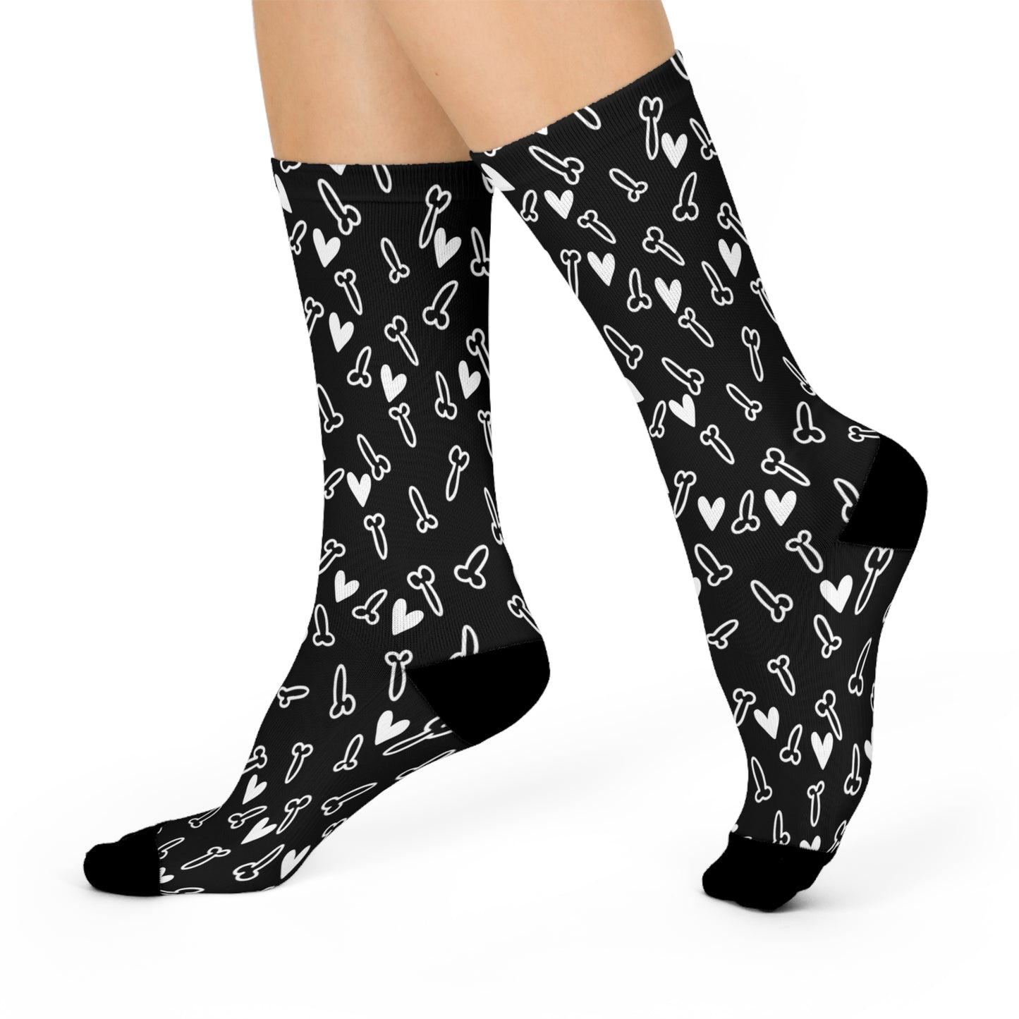 Cheeky Funny Socks – Socks with C*cks with white Hearts Cushioned Crew Socks, Valentine’s Day Gag Gift, Adult Novelty Humor