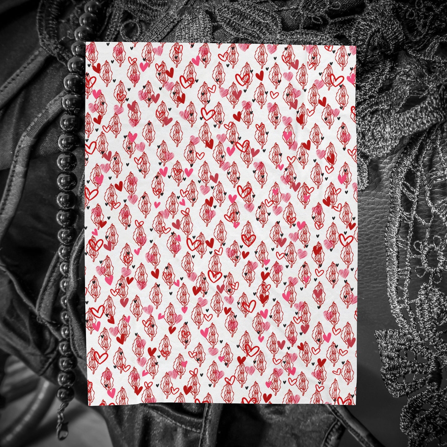 Vagina & hearts Print Blanket, Sexy Lesbian or Bachelorette Gift, Body Positive Women female gift
