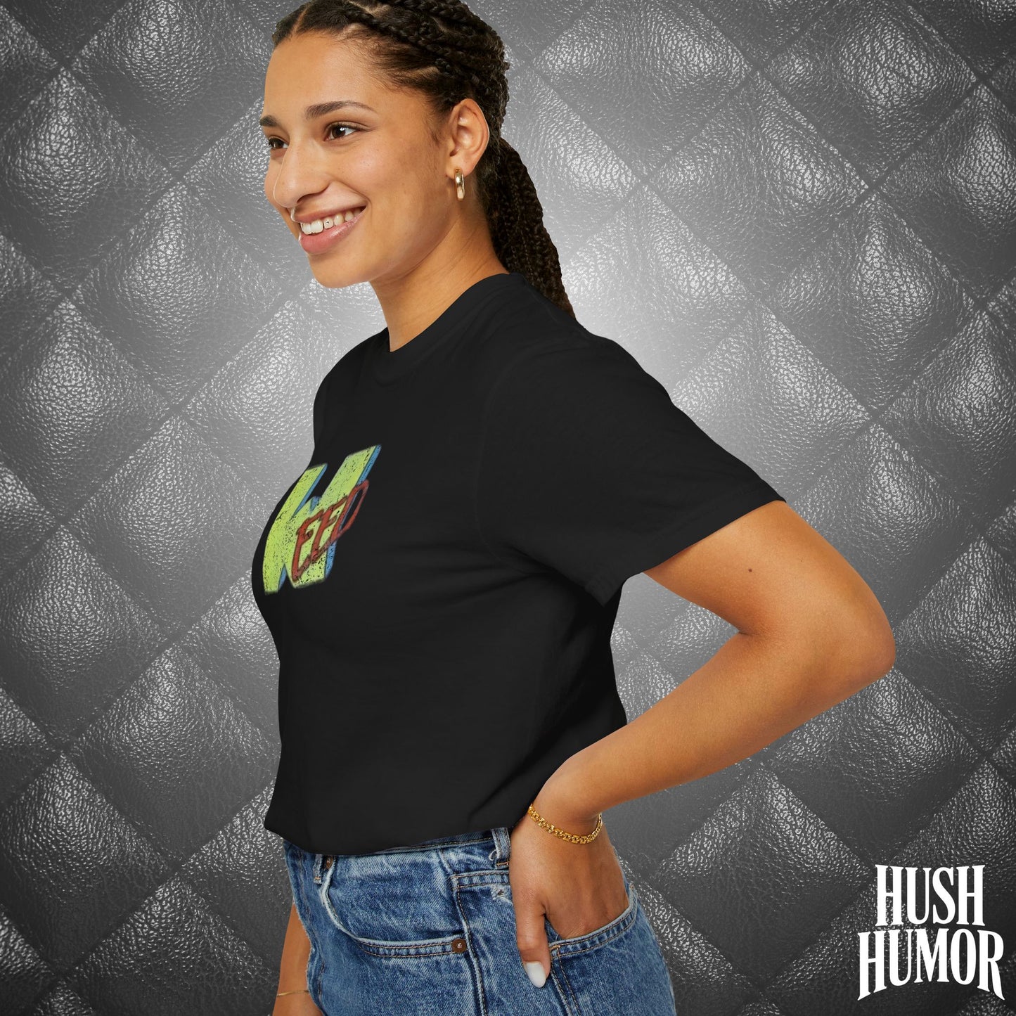 WEED Retro Graphic Tee | Stoner Girl Shirt, Funny Marijuana Meme Gift