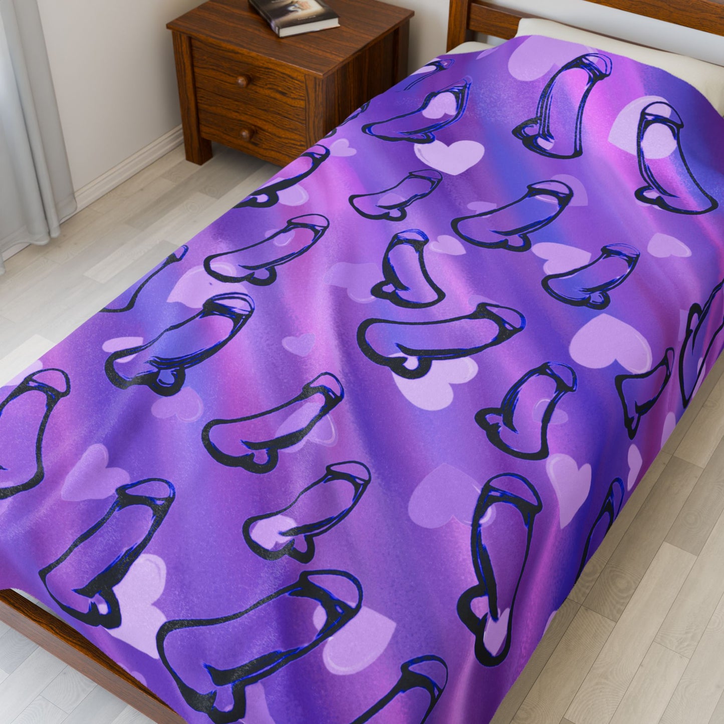 Penis Lover Purple Penis Blanket Gift, Offensive Gag Gift, Rude Adult C*ck Blanket, Naughty Velveteen Plush Blanket