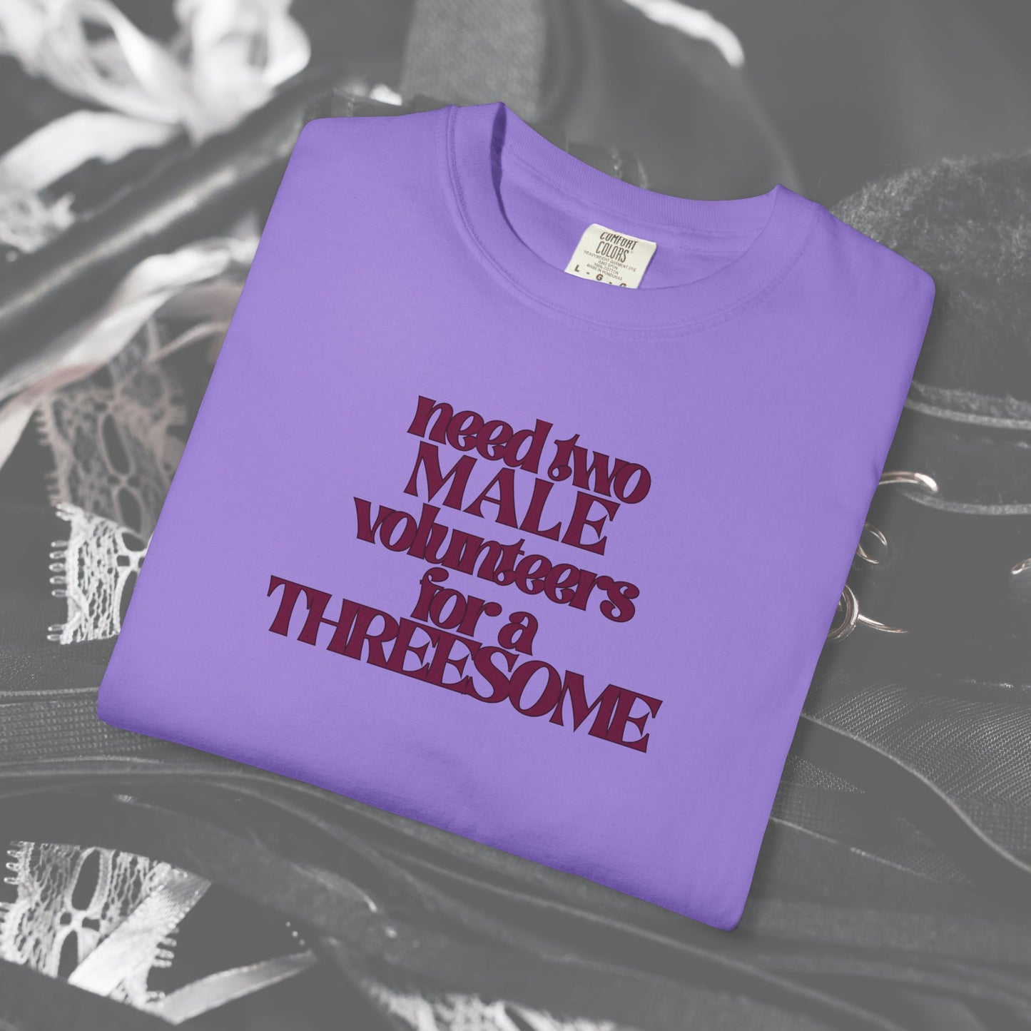 Need Two Male Volunteers for a Threesome T-Shirt – Single Woman Dirty Humor Tee