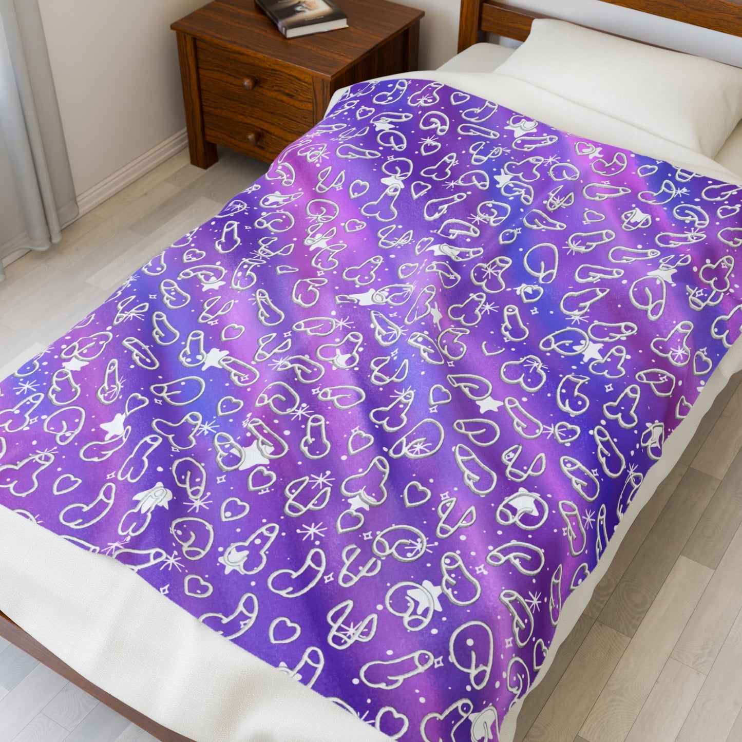 Penis Blanket Gift, Pretty Offensive Purple Hue Penis Blanket Rude Adult Gifts, Inappropriate Funny Gifts, Naughty Blanket