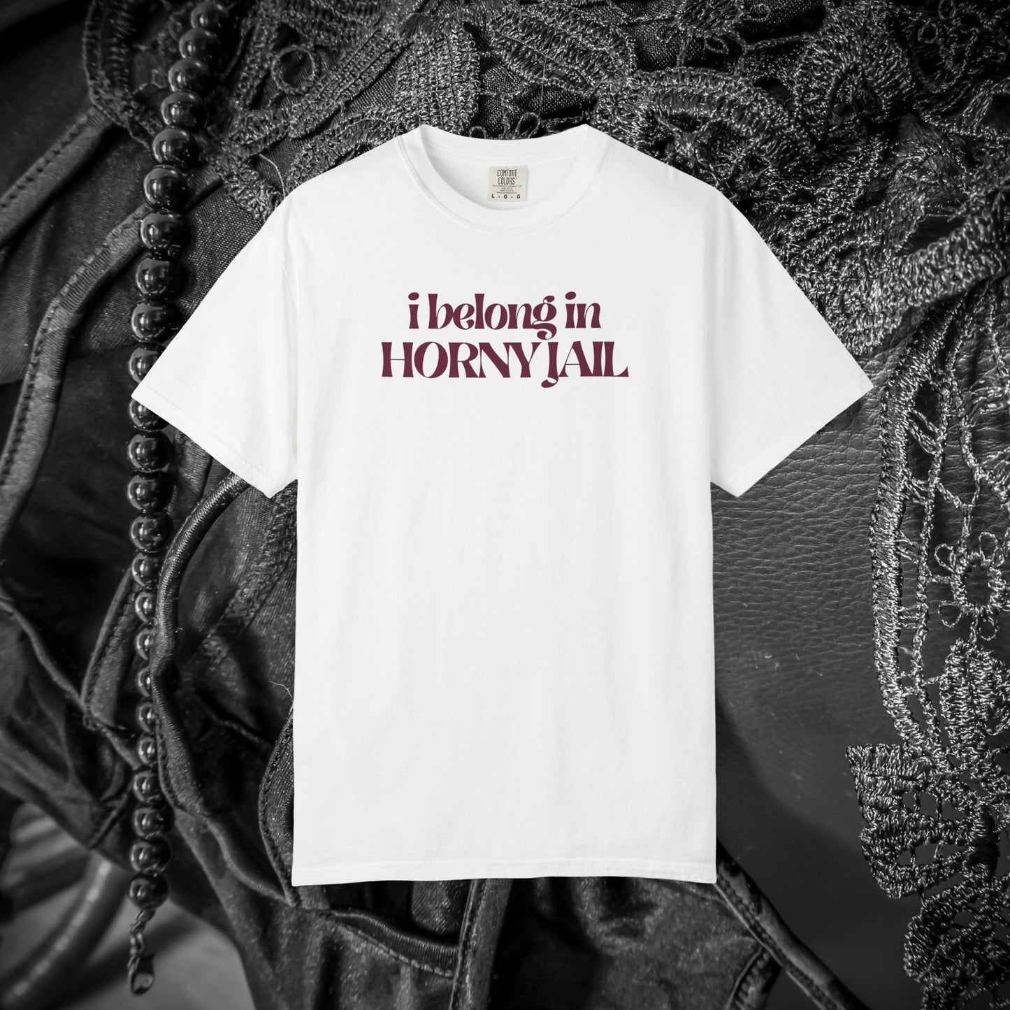 I Belong in Horny Jail, Fun Adult Gift, Inappropriate Offensive Ladies tshirt