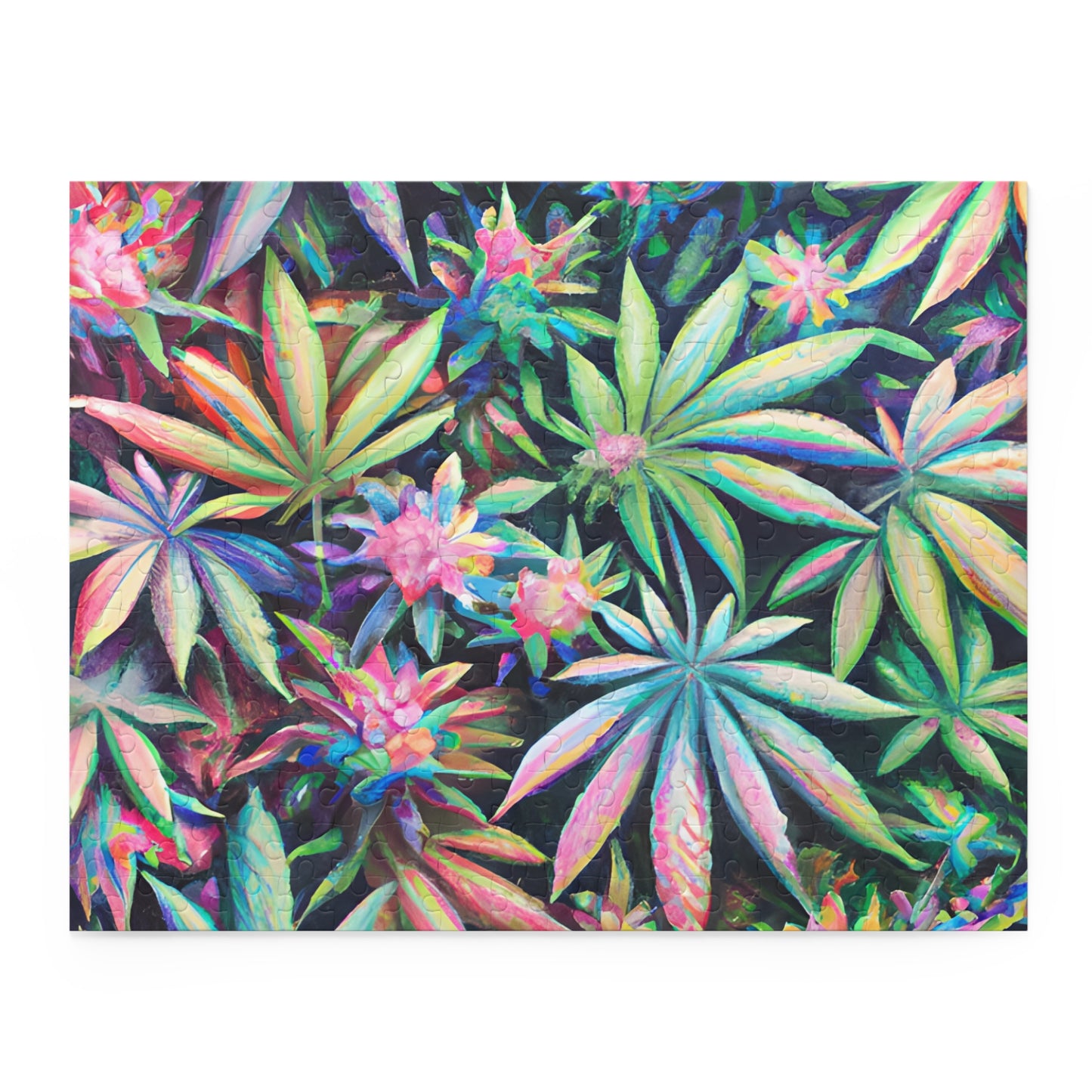 Vibrant Leaf Puzzle – Trippy Pastel Print for Chill Vibes | Gift-Ready Fun for Artsy Minds