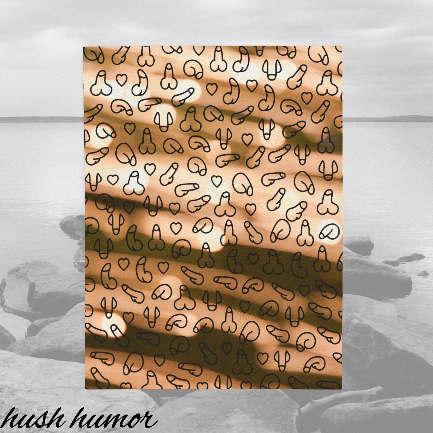 Sandy Dunes Beach Vibe Penis Plush Blanket, Humorous Gift, Cozy D*ck Blanket, Gag Gift, Naughty Willy Velveteen Blanket