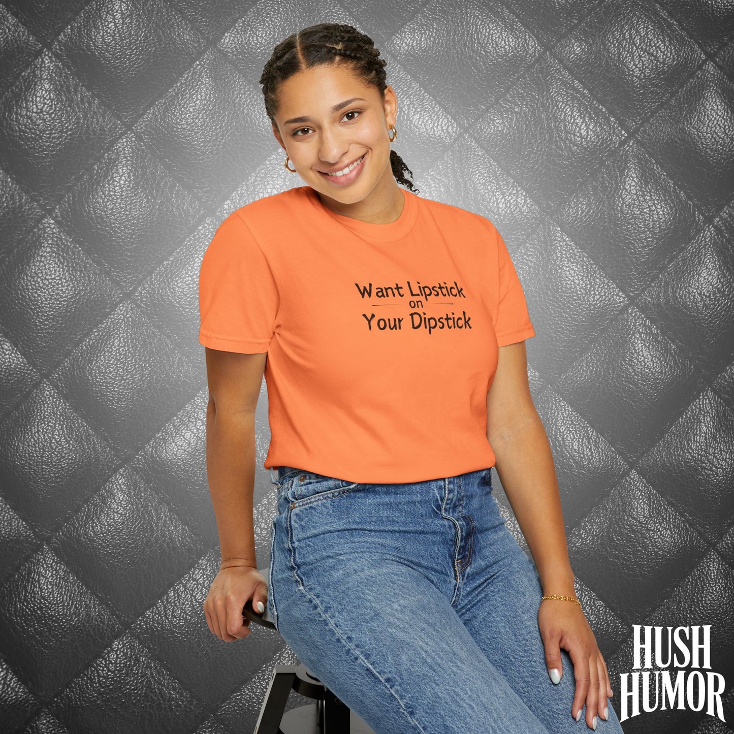 Lipstick on Your Dipstick T-Shirt | Naughty fun Oral Skils Tee for Women | Dirty Funny Sex Shirt | Inappropriate Bold Adult Party Apparel