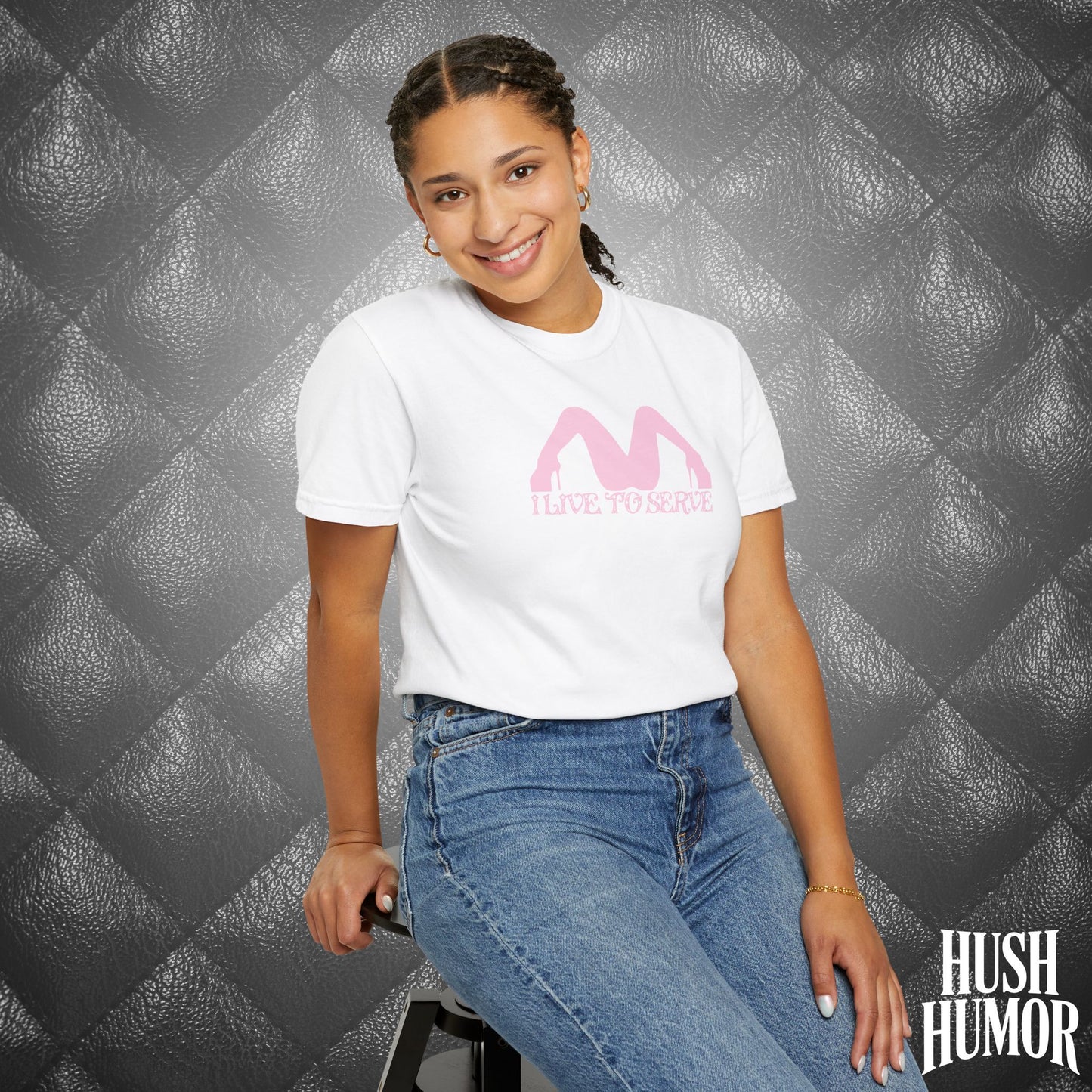 I Live to Serve Submissive T-Shirt | BDSM Kink Shirt for Women Pink graphic tee