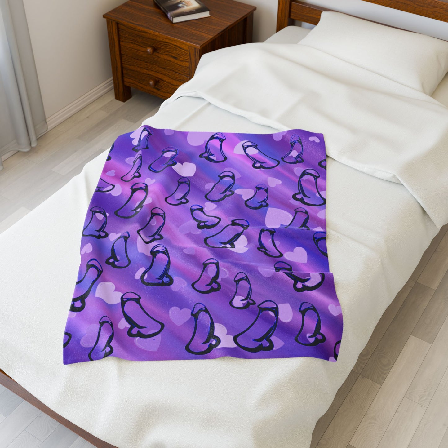 Penis Lover Purple Penis Blanket Gift, Offensive Gag Gift, Rude Adult C*ck Blanket, Naughty Velveteen Plush Blanket