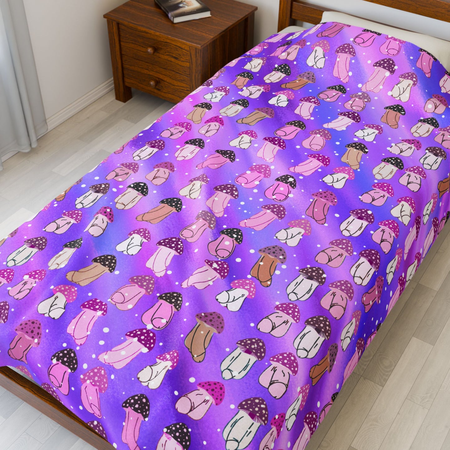 Mushroom Penis Purple Sofa Blanket | Offensive Adult Gag Gift | Rude C*ck Blanket