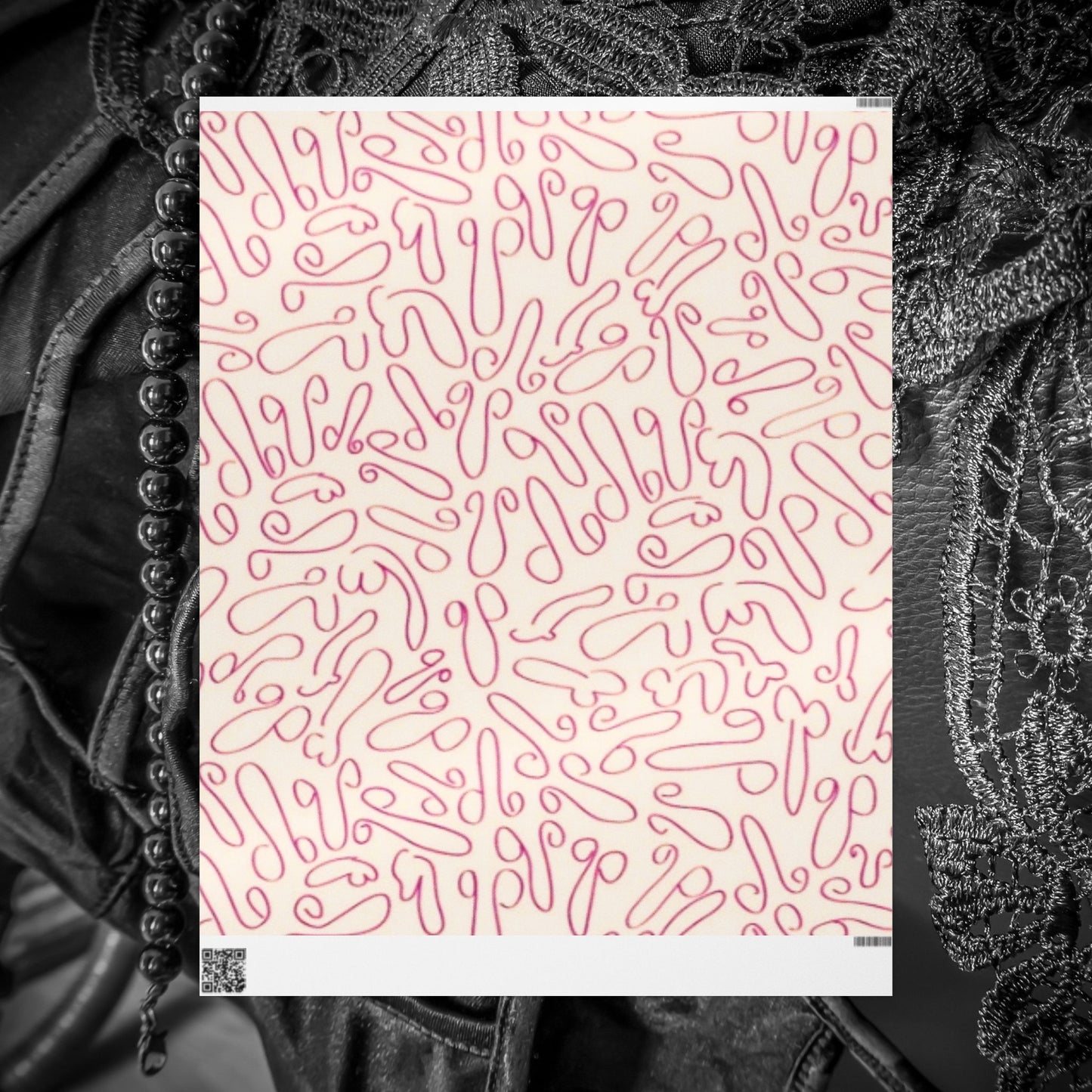 Hand drawn chic penis gift wrap for Birthdays, Holidays, Bachelorettes, Adult Naughty Paper
