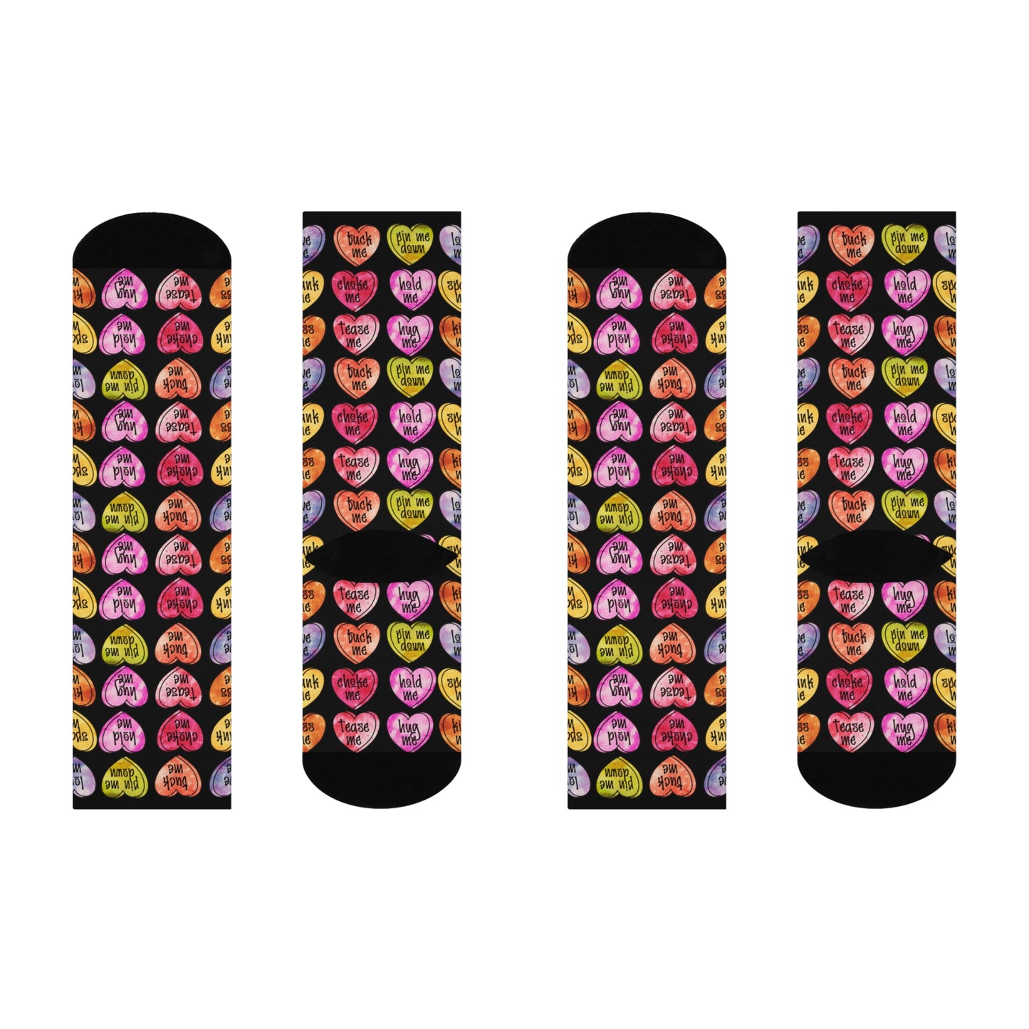 Fun Socks, BDSM Conversation heart Socks, Heart Design, Valentines Day Gift, Novelty Rude Humor, gag penis gift, funny gift for ladies