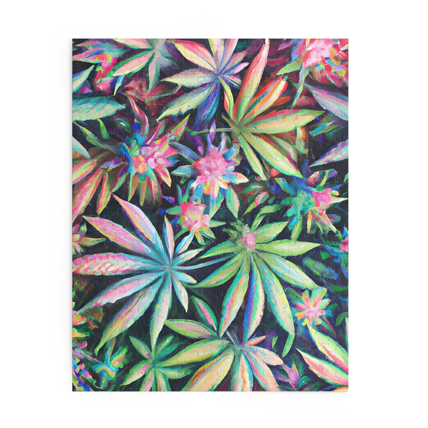 Vibrant Leaf Puzzle – Trippy Pastel Print for Chill Vibes | Gift-Ready Fun for Artsy Minds