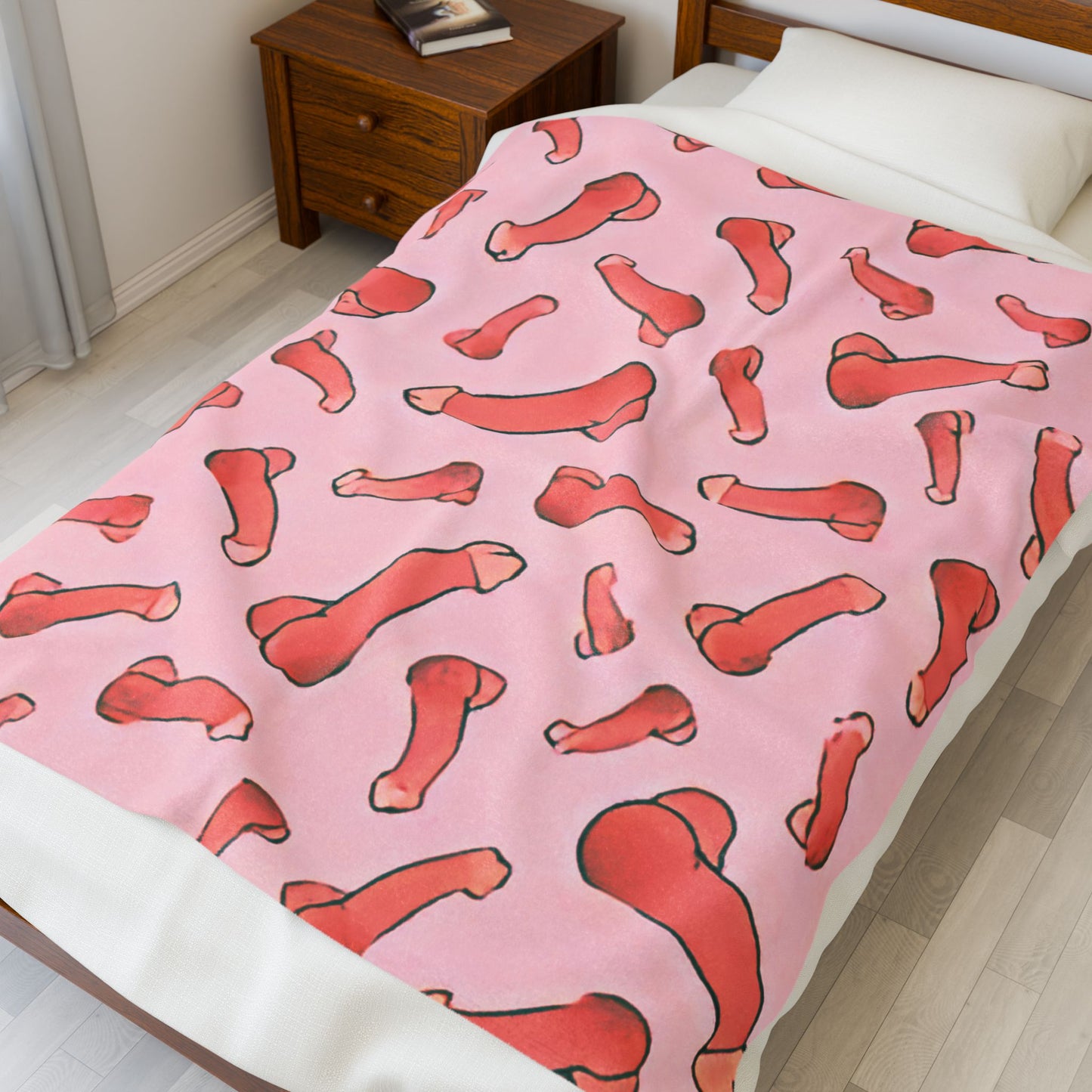 Pink C*ck Blanket – Naughty Willy Throw for Adults, Funny NSFW Penis Gift