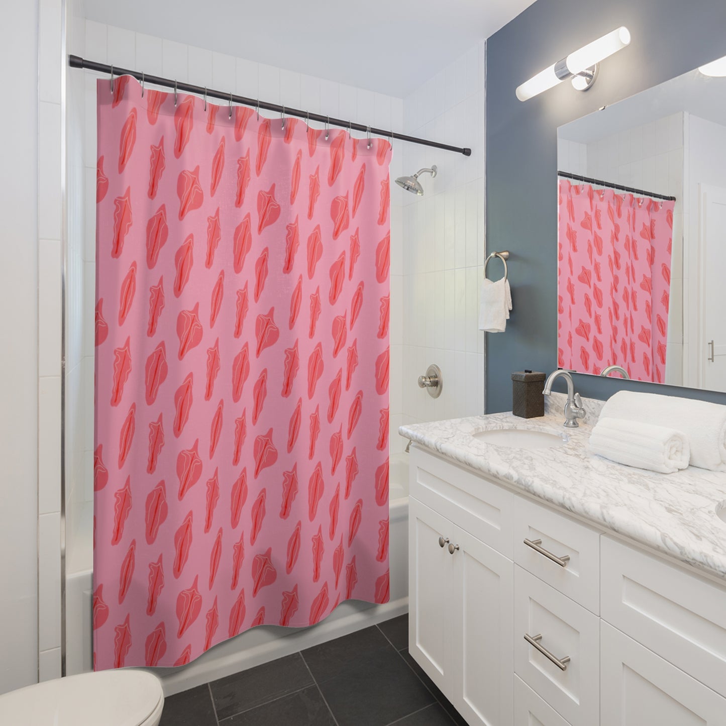 Vagina Print Shower Curtain, sexy bathroom decor, Female sex