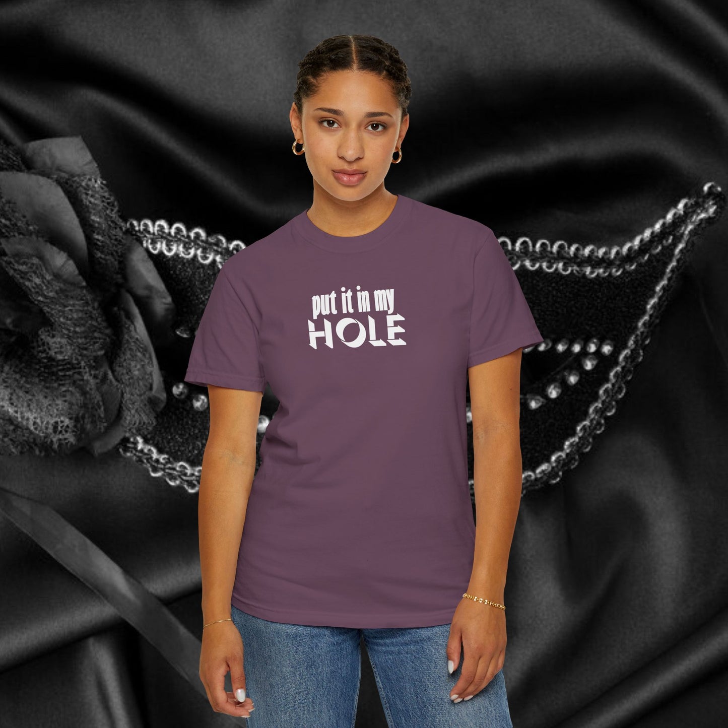 Put it in My Hole provacative ladies tshirt, shocking apparel, gag gift for women