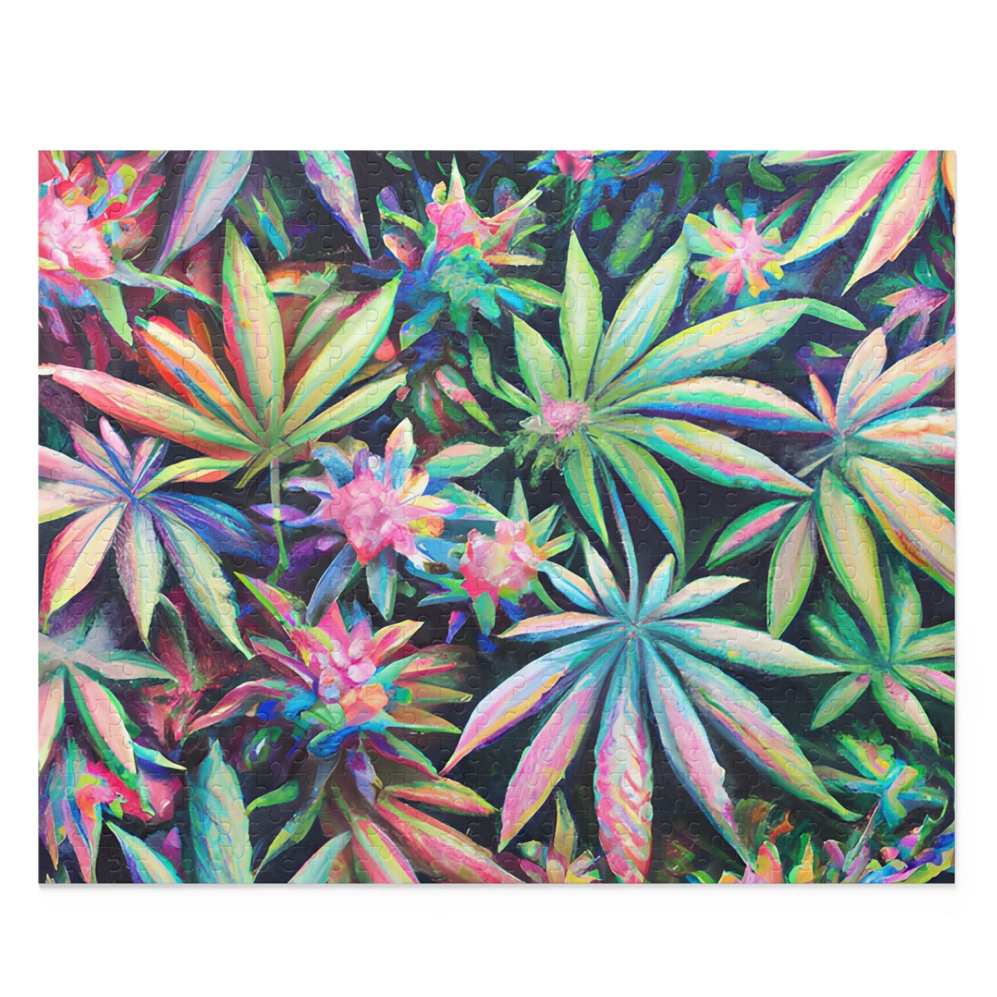 Vibrant Leaf Puzzle – Trippy Pastel Print for Chill Vibes | Gift-Ready Fun for Artsy Minds