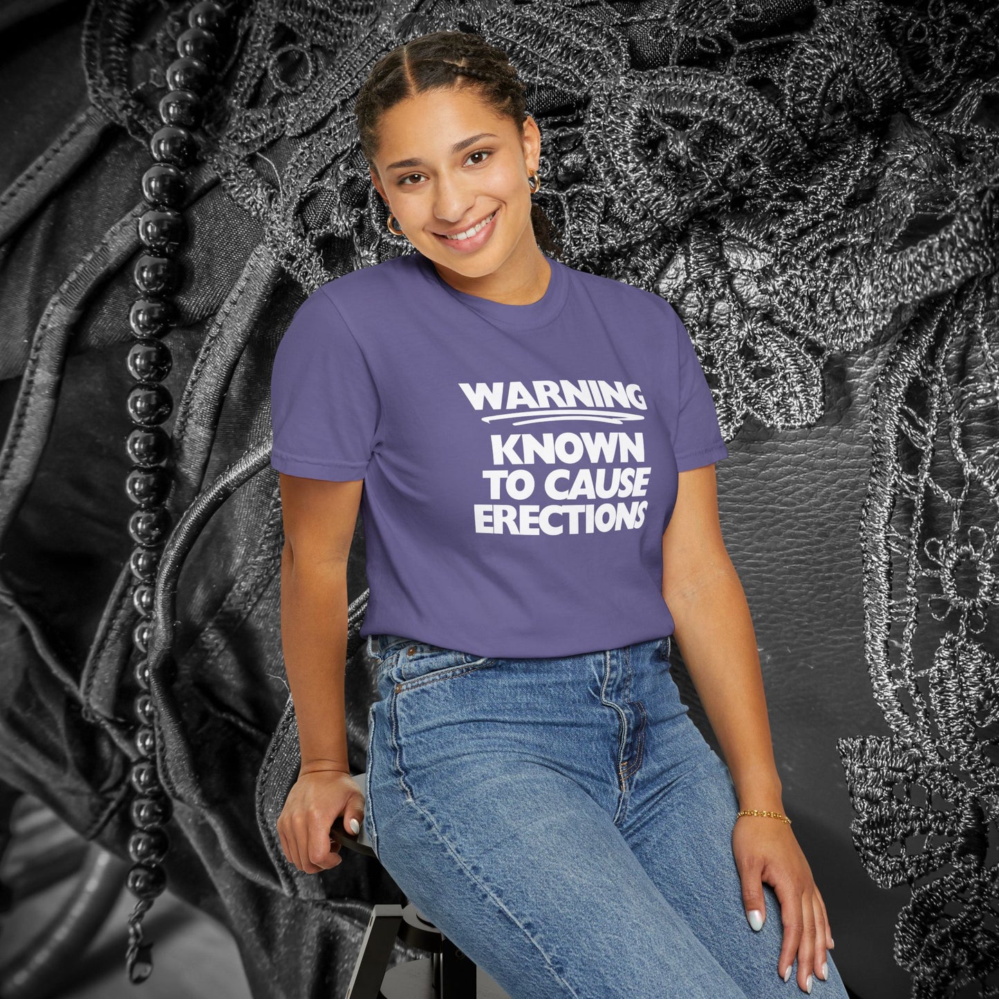 Naughty Shirt – WARNING Known to Cause Erections Adult Garment-Dyed Comfort Colors Tee