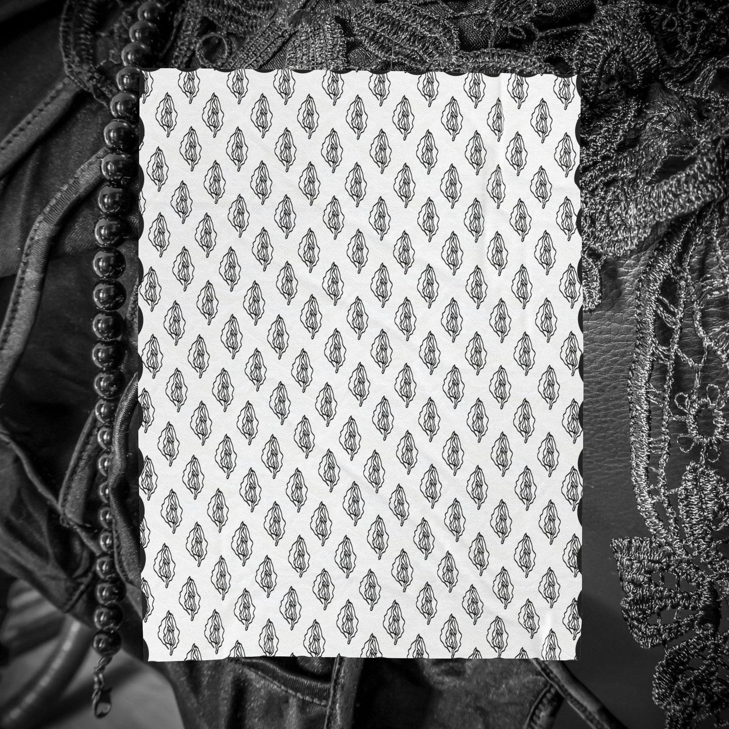 Black and White Vagina Print Blanket, Sexy Feminist Gift, Lesbian Bachelorette Throw, Body Positive Blanket for Women