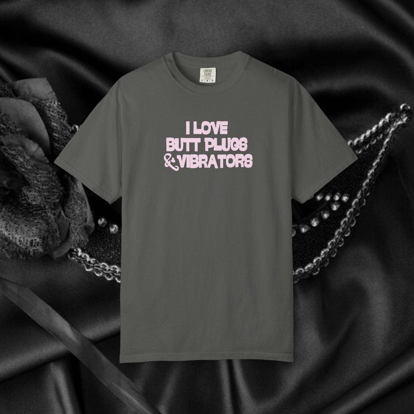 Naughty Women's Comfort Colors T-shirt, Funny Butt Plug & Vibrator Tee, Risque Party Apparel