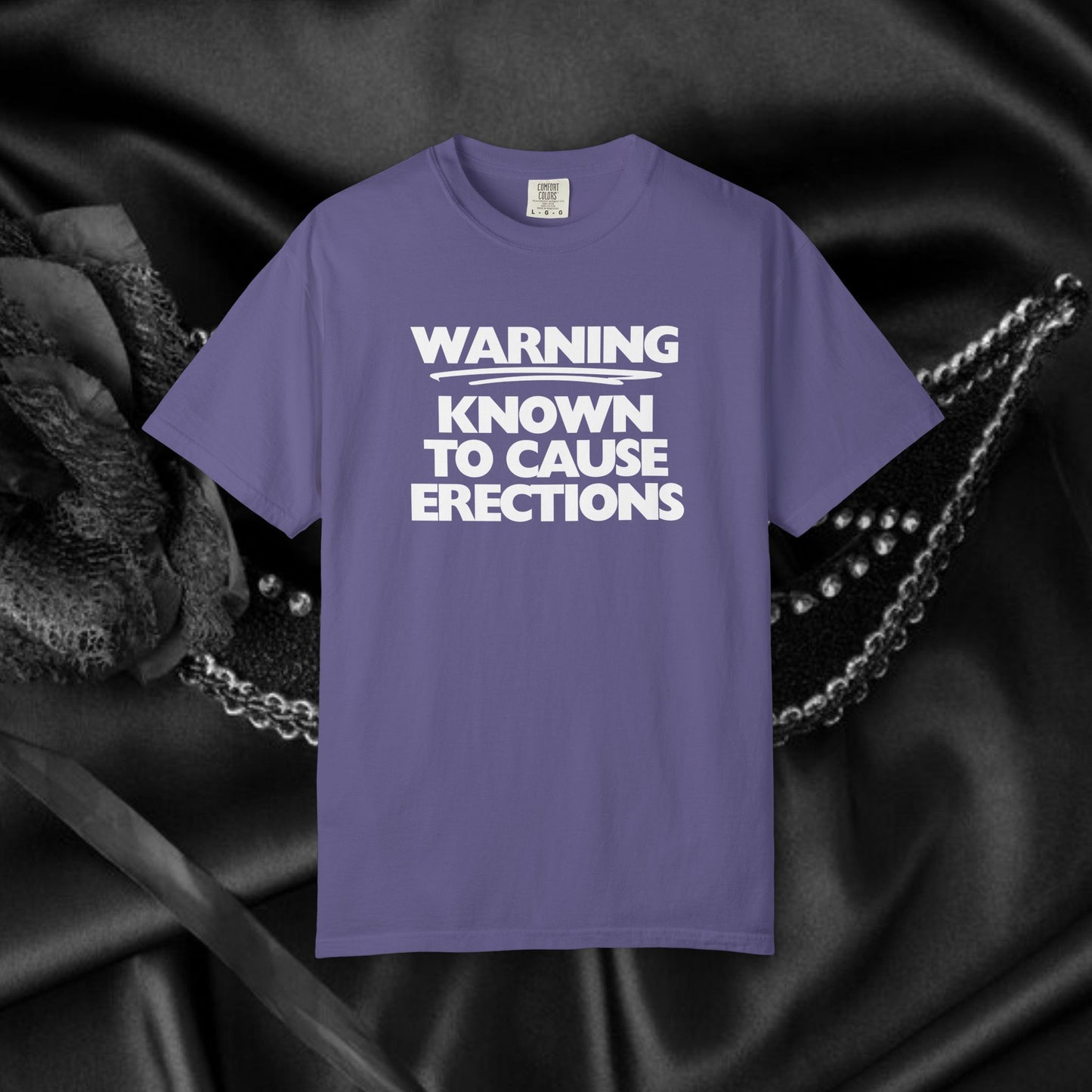 Naughty Shirt – WARNING Known to Cause Erections Adult Garment-Dyed Comfort Colors Tee