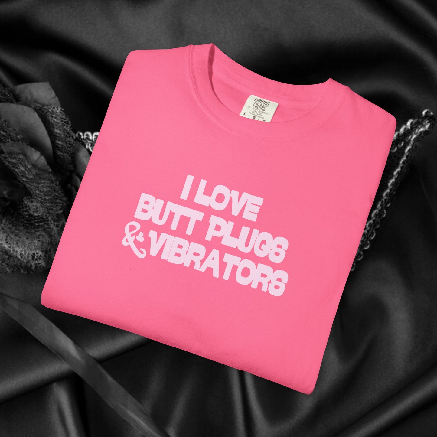Naughty Women's Comfort Colors T-shirt, Funny Butt Plug & Vibrator Tee, Risque Party Apparel