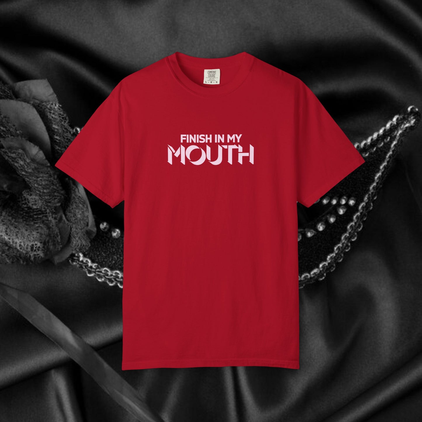 Naughty Shirt – Finish in My Mouth Offensive Hot Wife T-Shirt, NSFW Comfort Colors Pepper Tee