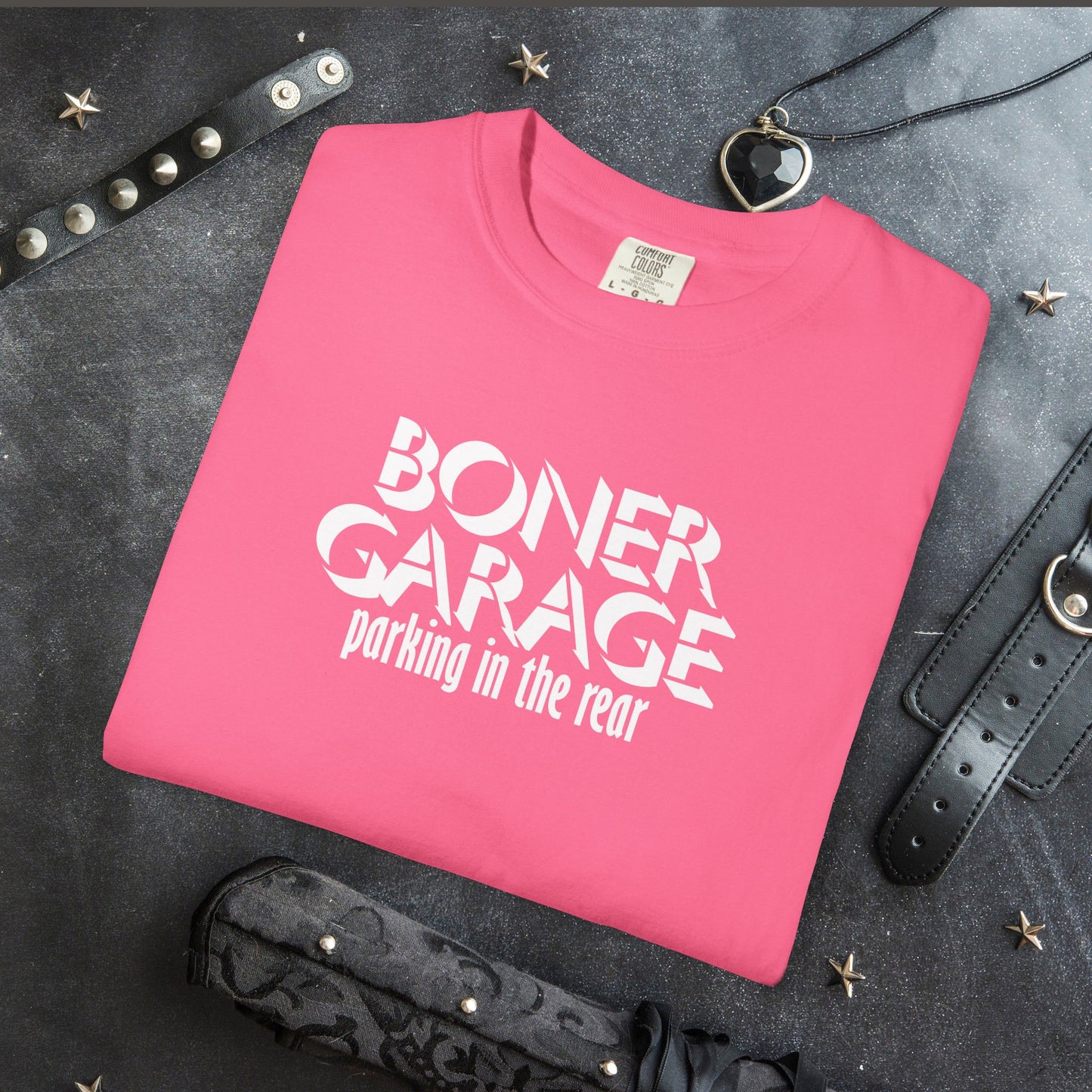 Boner Garage Parking in the Rear Naughty Women’s T-Shirt – Offensive Summer Party Tee, Funny Hot Mom Gift
