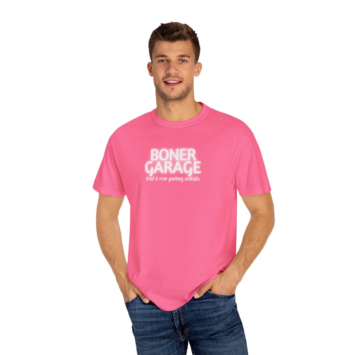 Boner Garage T-Shirt | Funny Naughty Graphic Tee for Women | Raunchy Dirty Suggestive Shirt | NSFW Inappropriate Sex Humor Shirt