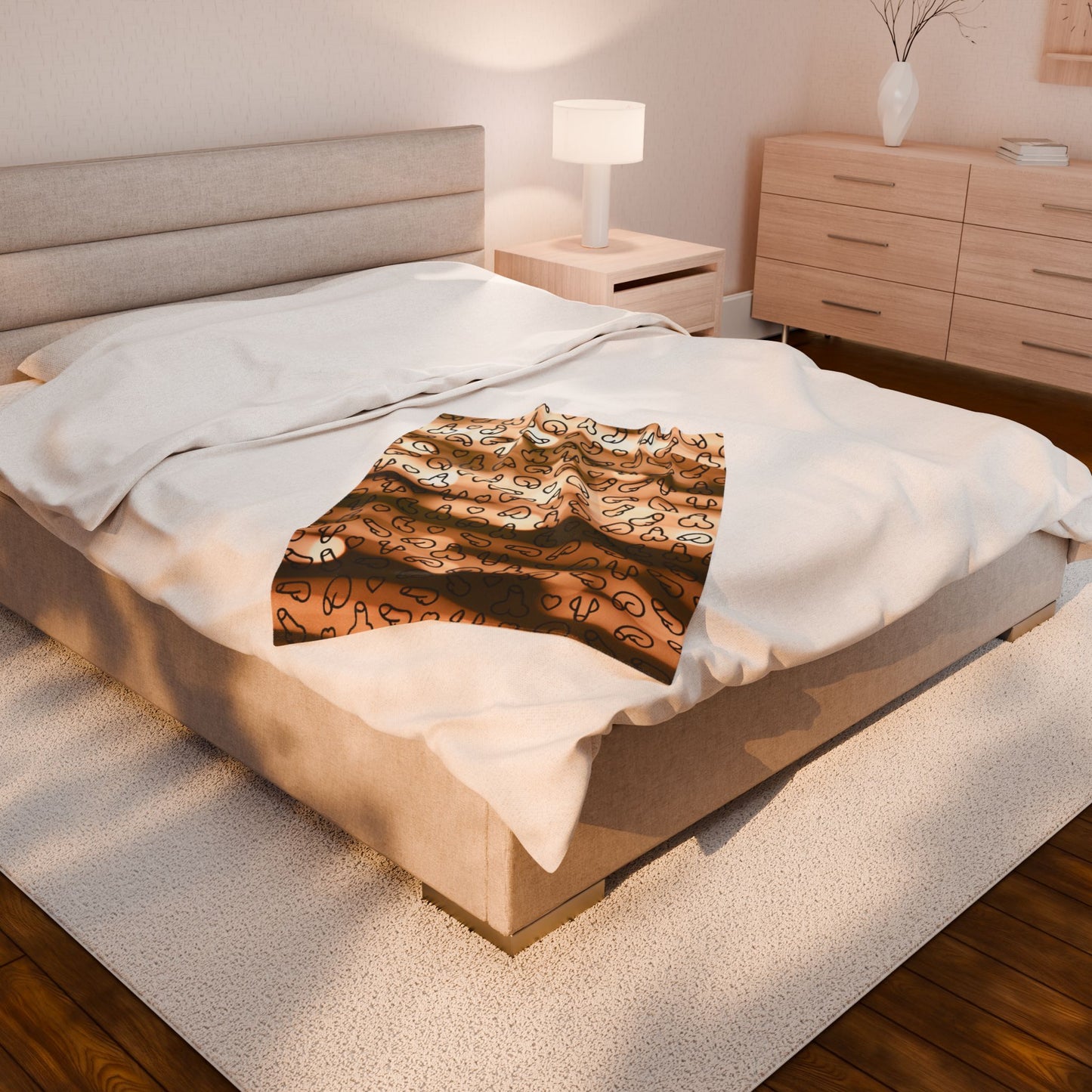 Sandy Dunes Beach Vibe Penis Plush Blanket, Humorous Gift, Cozy D*ck Blanket, Gag Gift, Naughty Willy Velveteen Blanket