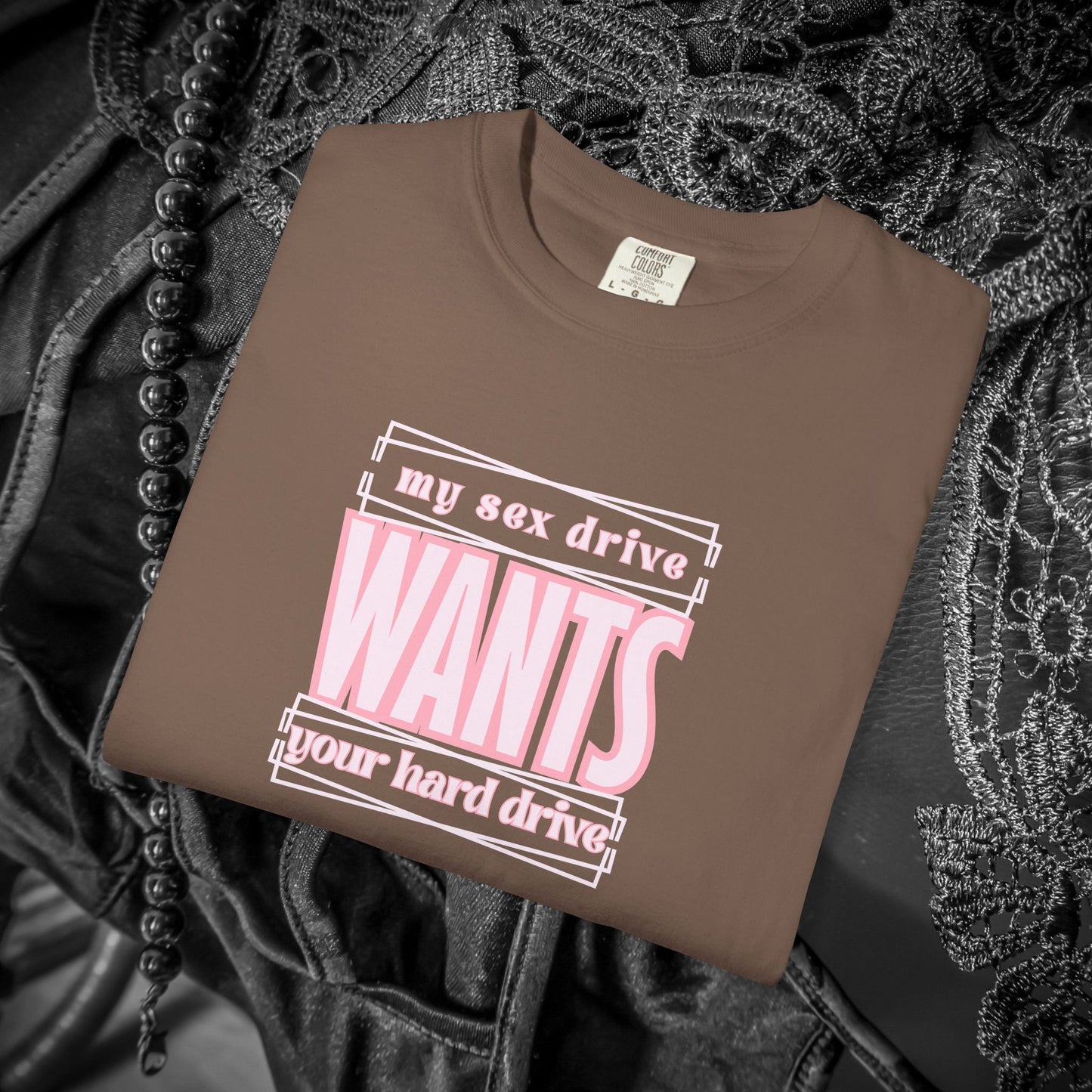 My Sex Drive Wants Your Hard Drive naughty suggestive women's t-shirt, fun adult apparel