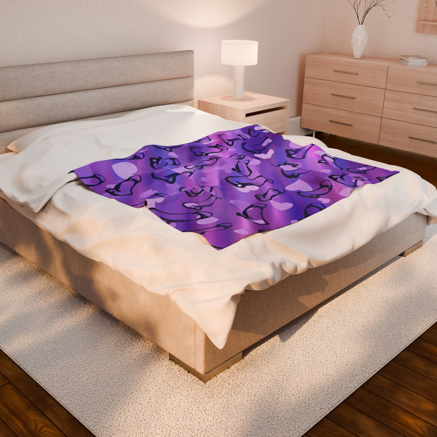 Penis Lover Purple Penis Blanket Gift, Offensive Gag Gift, Rude Adult C*ck Blanket, Naughty Velveteen Plush Blanket