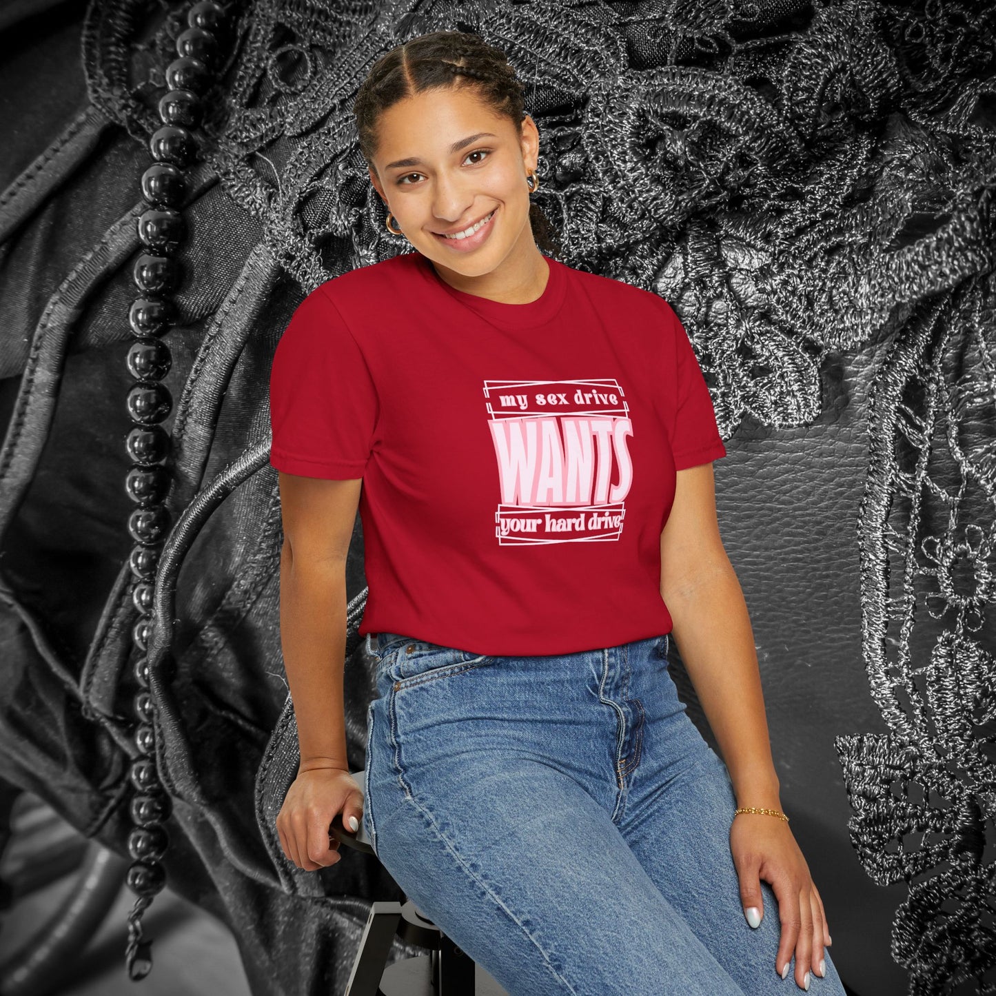 My Sex Drive Wants Your Hard Drive naughty suggestive women's t-shirt, fun adult apparel