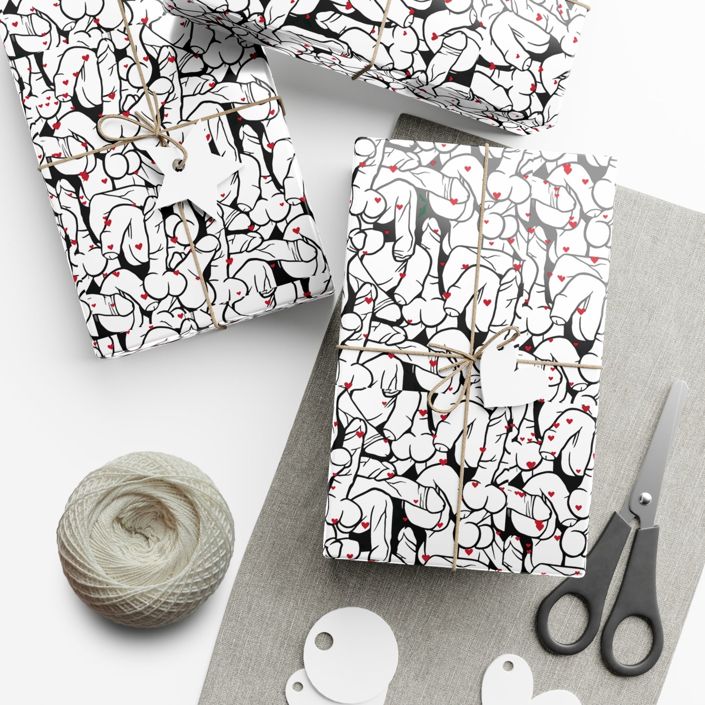 Black & White Penis Wrapping Paper – Funny Adult Willy Gift Wrap, Cute C*ck Gag Gift Paper