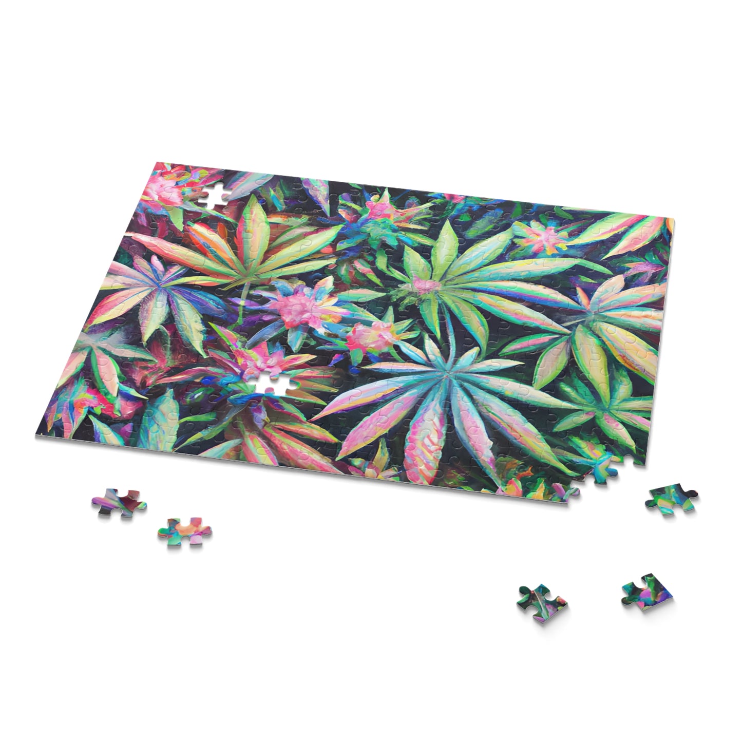 Vibrant Leaf Puzzle – Trippy Pastel Print for Chill Vibes | Gift-Ready Fun for Artsy Minds