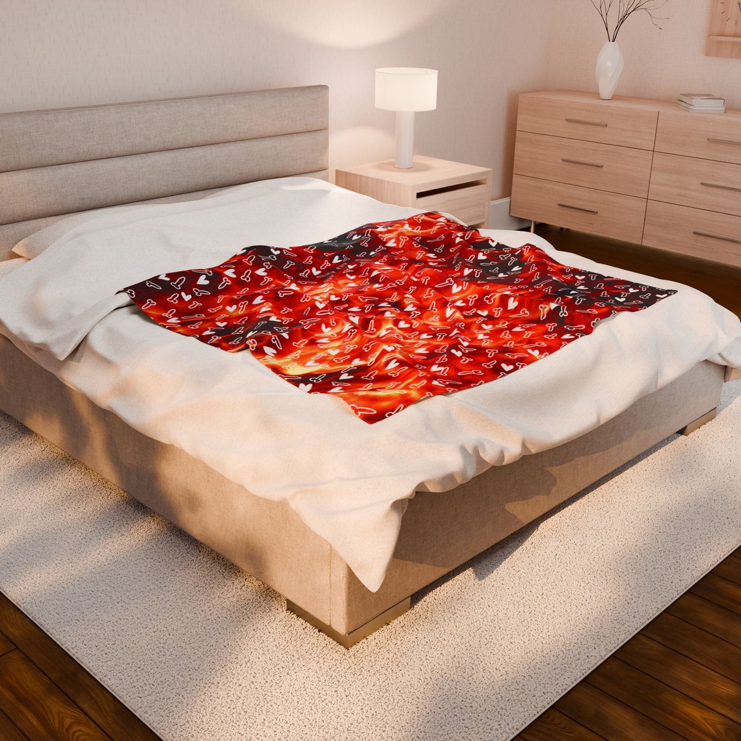 Firey Penis Plush blanket humorous gift cozy d*ck blanket gag gift Soft warm Dong Throw