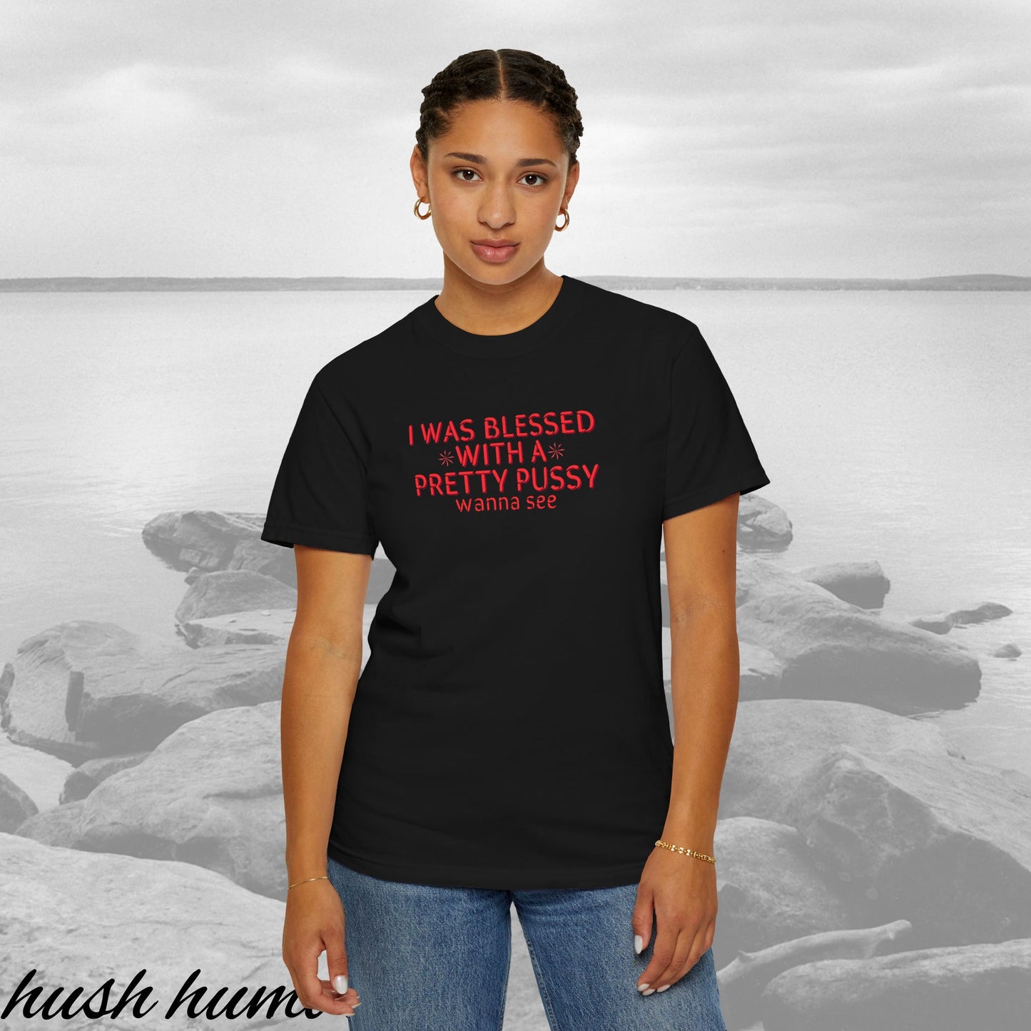 I Was Blessed With a Pretty P*ssy T-Shirt – Naughty Girl P*ssy Power MILF Shirt, Adult Humor Party Tee