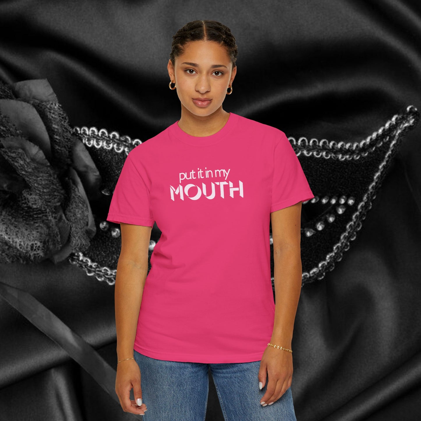 Offensive Hot Wife gift, Put it in My Mouth fun oral sex tshirt for women, NSFW Comfort Color Pepper summer party top, funny sex tee