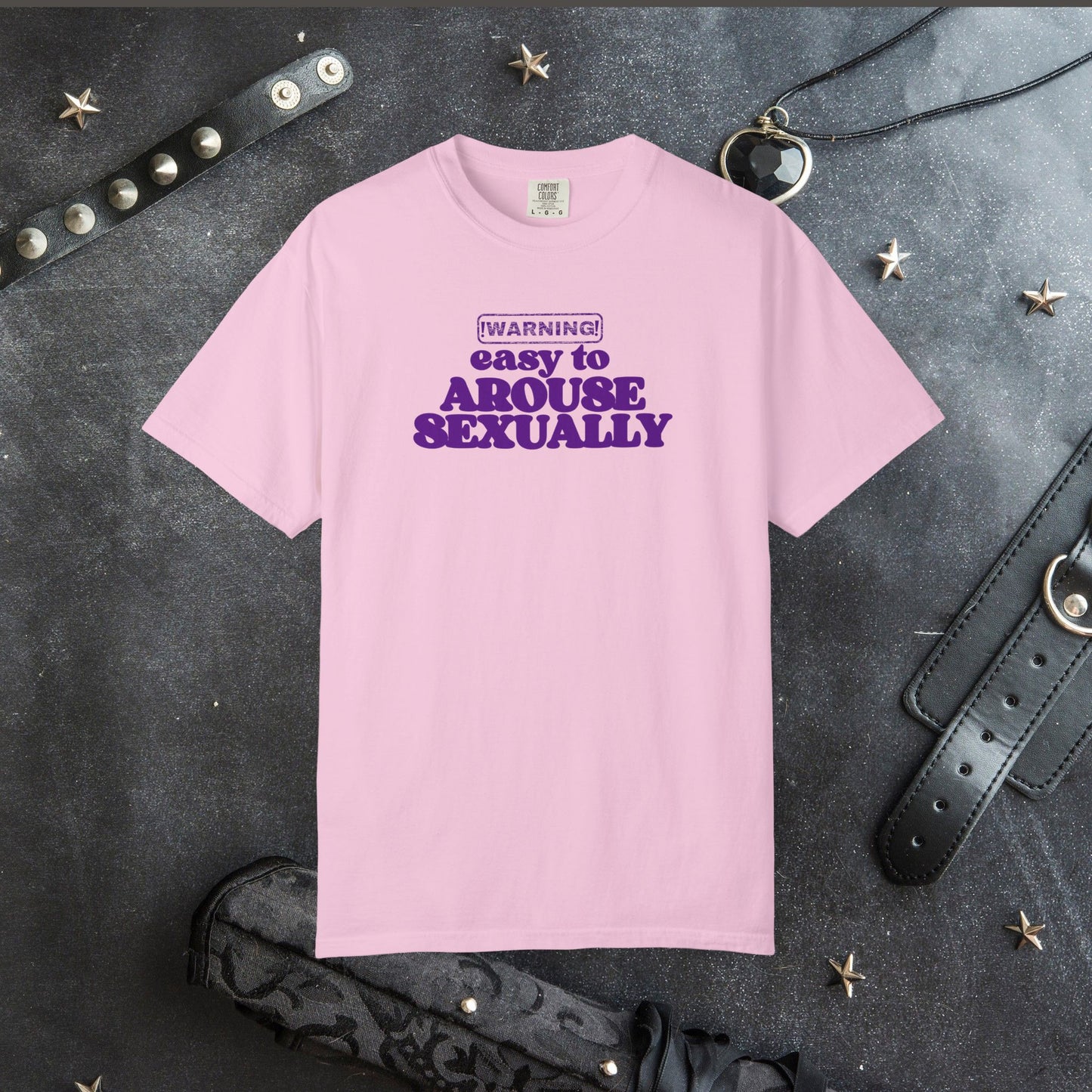 Naughty Girl Sexy T-Shirt – Comfort Colors Hot Wife Tee, Inappropriate NSFW Party Top, Easy to Arouse Unisex Garment-Dyed Shirt
