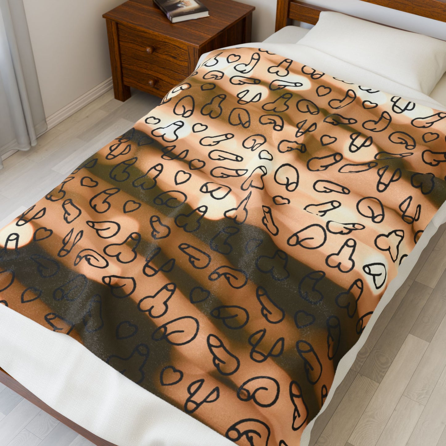 Sandy Dunes Beach Vibe Penis Plush Blanket, Humorous Gift, Cozy D*ck Blanket, Gag Gift, Naughty Willy Velveteen Blanket