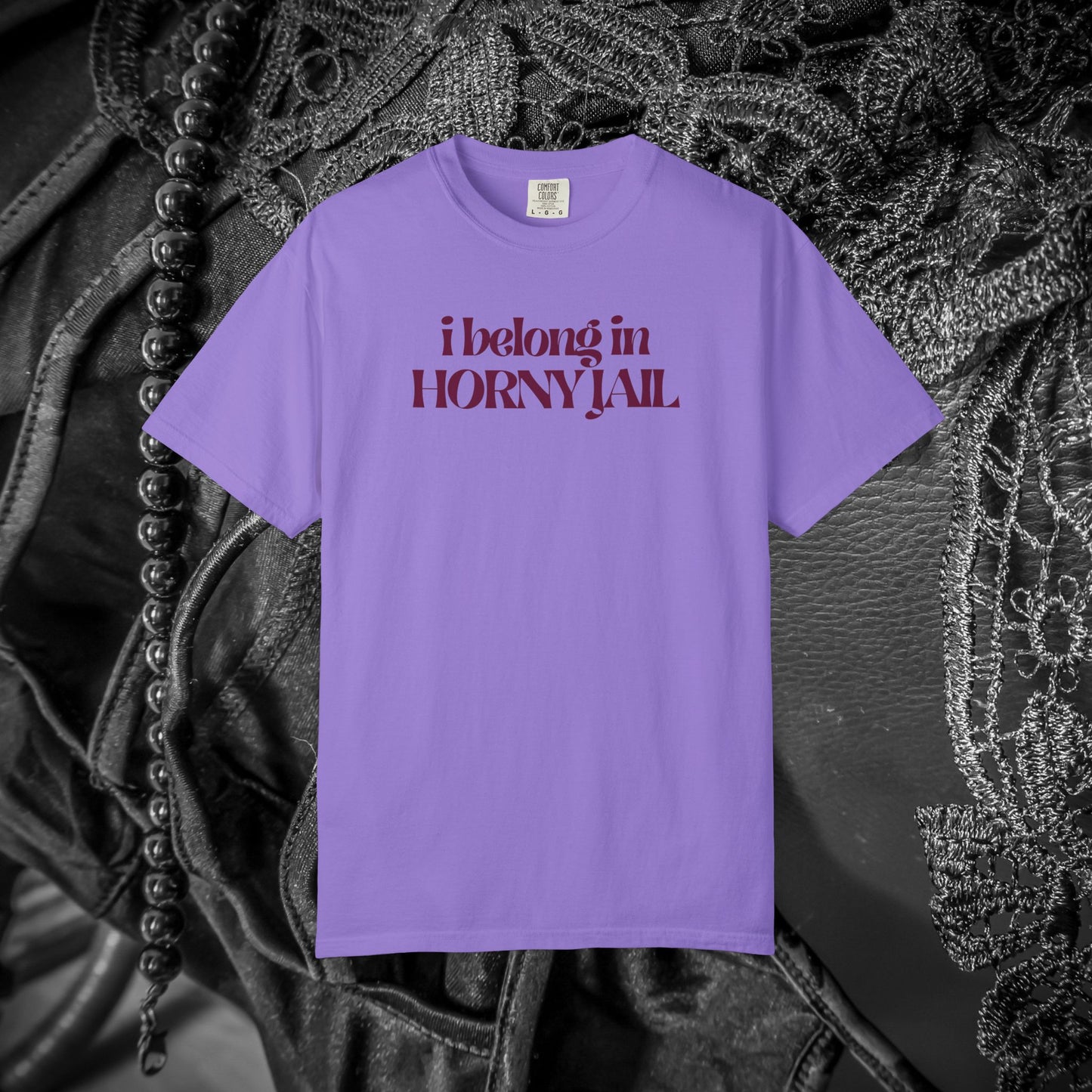 I Belong in Horny Jail, Fun Adult Gift, Inappropriate Offensive Ladies tshirt