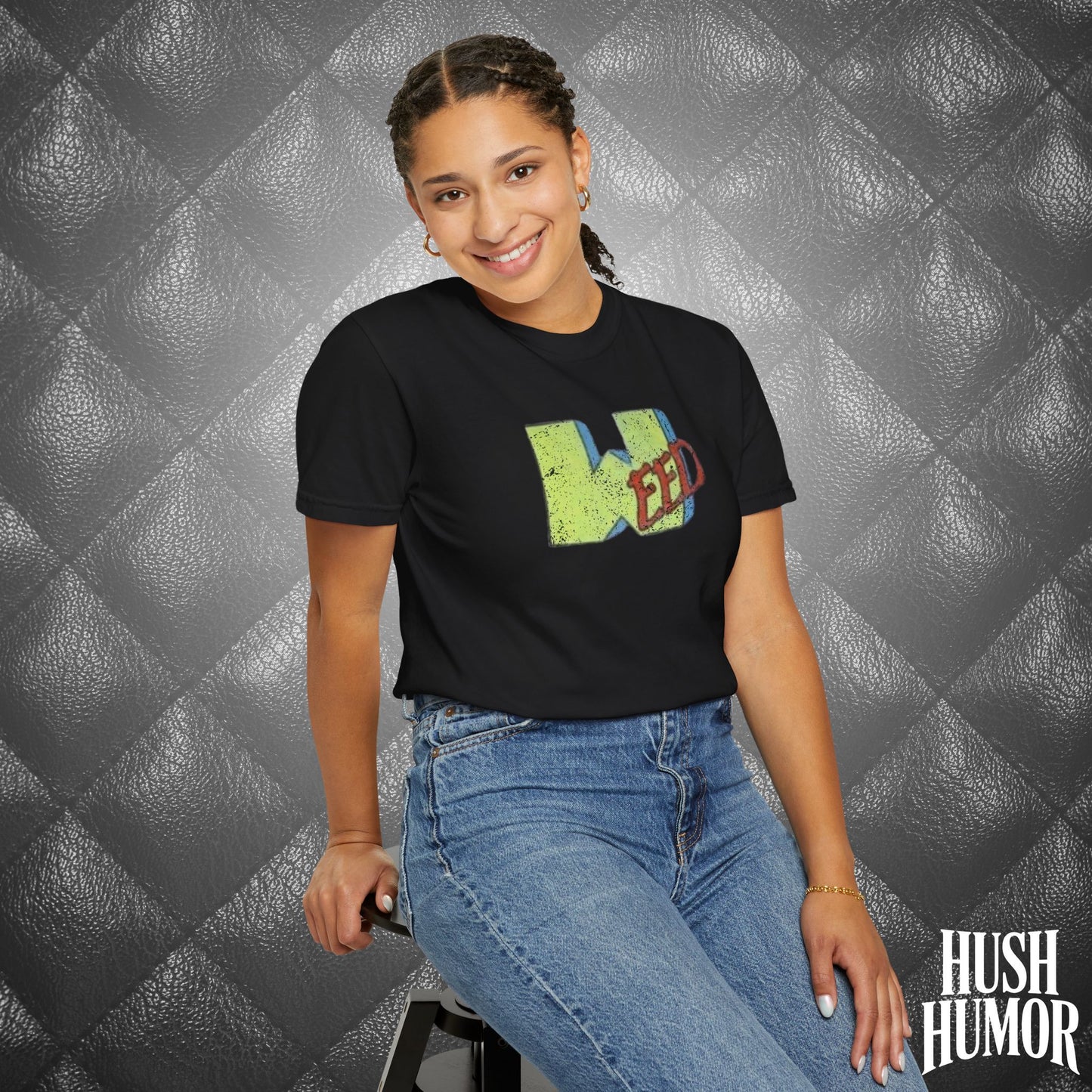 WEED Retro Graphic Tee | Stoner Girl Shirt, Funny Marijuana Meme Gift