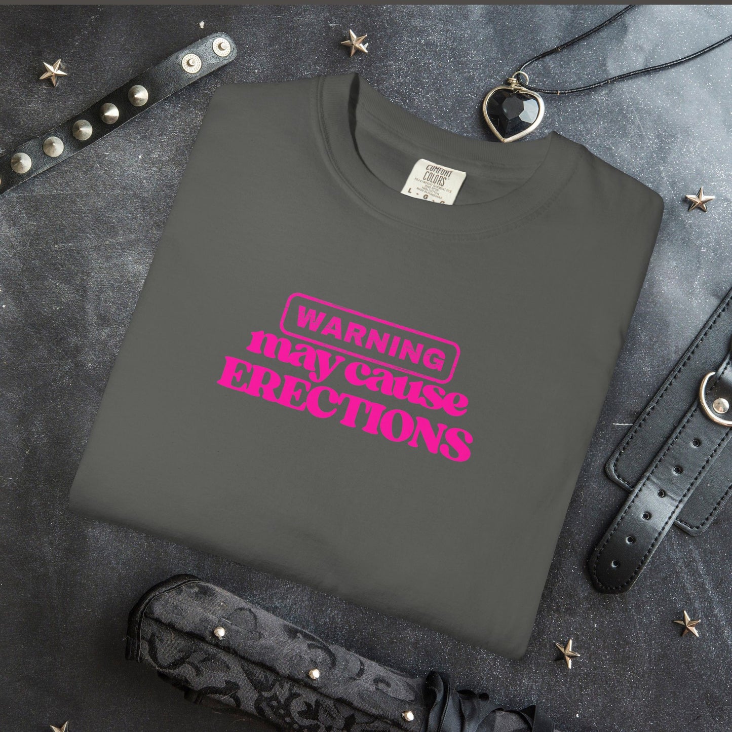 WARNING May Cause Erections Naughty Unisex T-Shirt – Inappropriate Comfort Colors Tee for Women