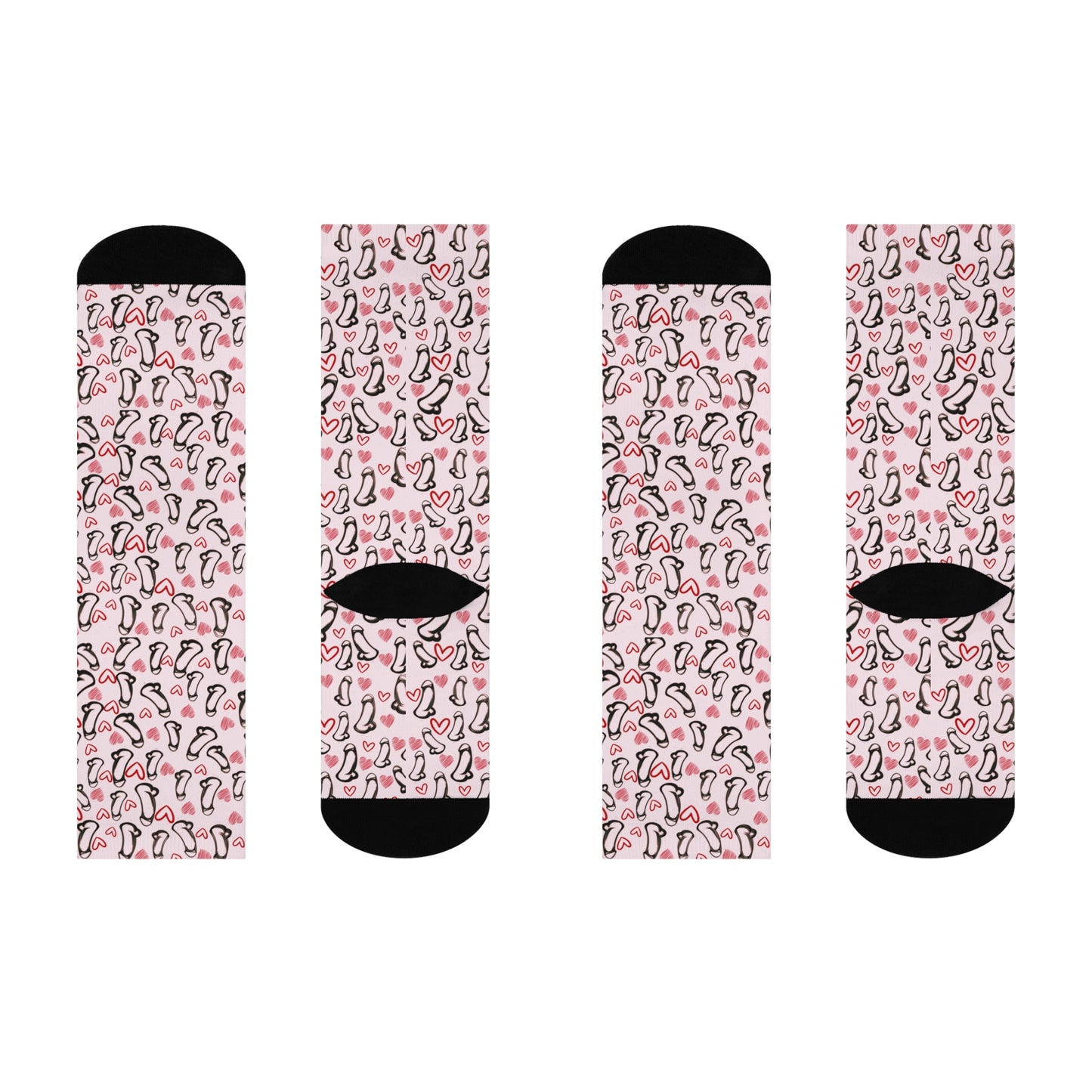 Cheeky Funny Penis Socks, Naughty Hearts & C*cks Crew Socks – Funny Gag Gift, Rude Novelty Socks, Quirky Adult Humor for Valentine’s Day or Holidays